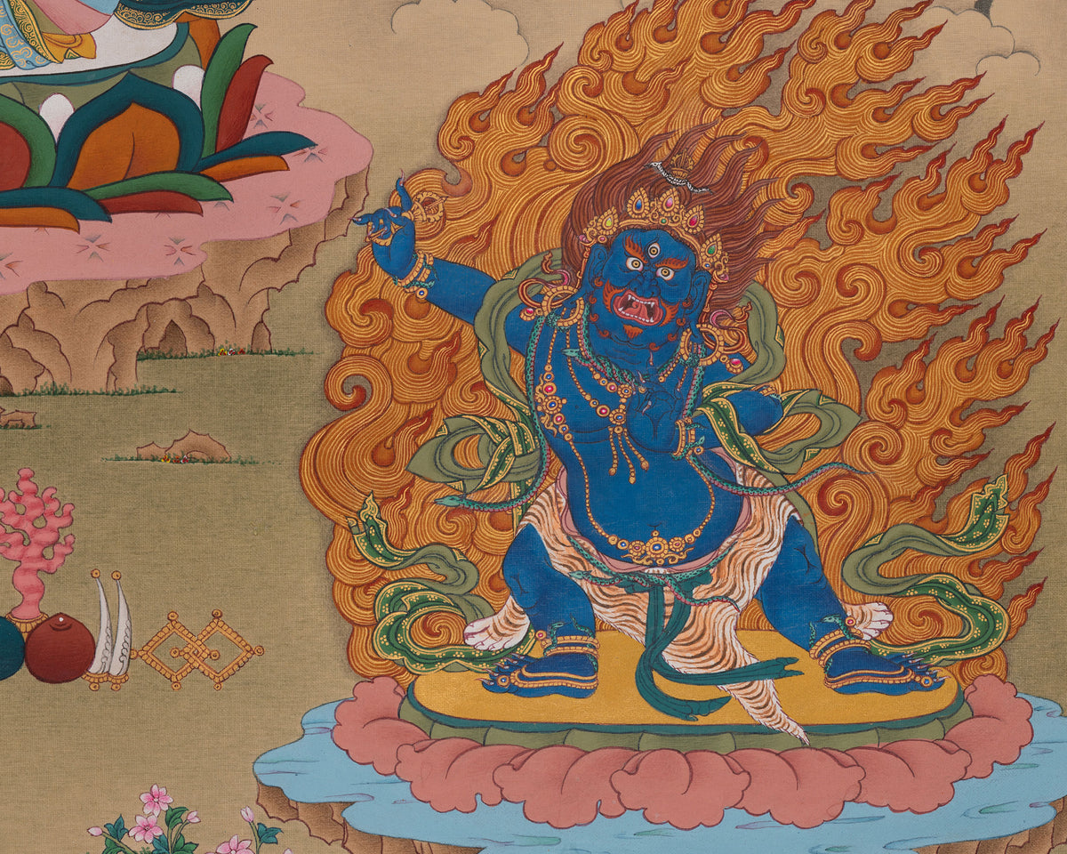 Chenrezig with Vajrapani and Manjushri Artwork | Three Bodhisattvas Thangka