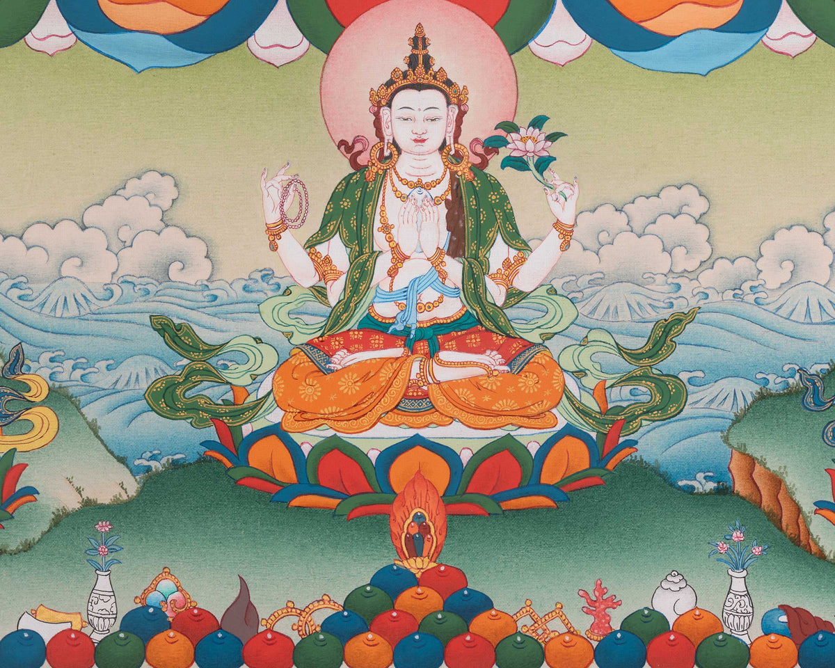 1000 Armed Dukar Traditional Art | The White Umbrella Goddess | Sitatapatra Deity