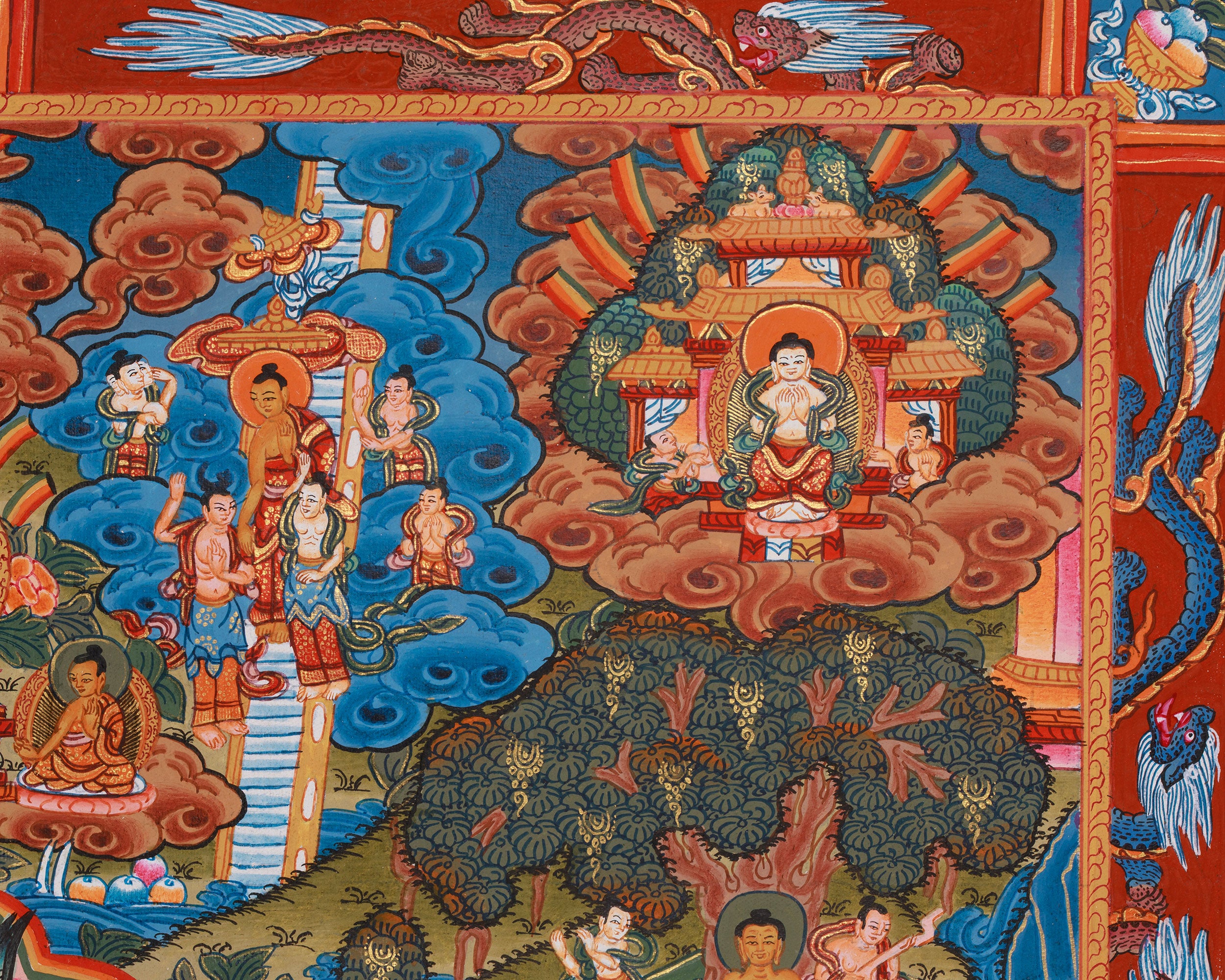 Exquisite Buddha's Life Story Thangka | A Meditative Guide to Enlightenment