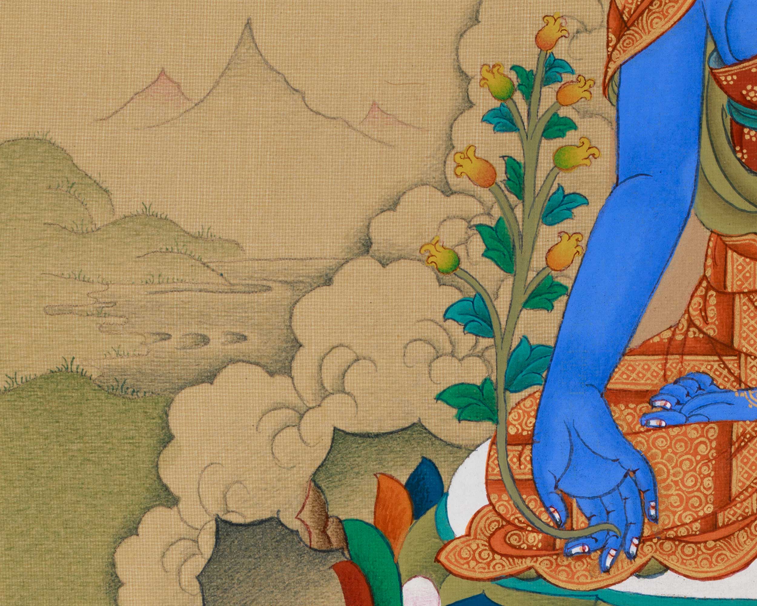 Tibetan Buddhist Healing Deity, Bhaisajyaguru Thangka | LHASA HUES