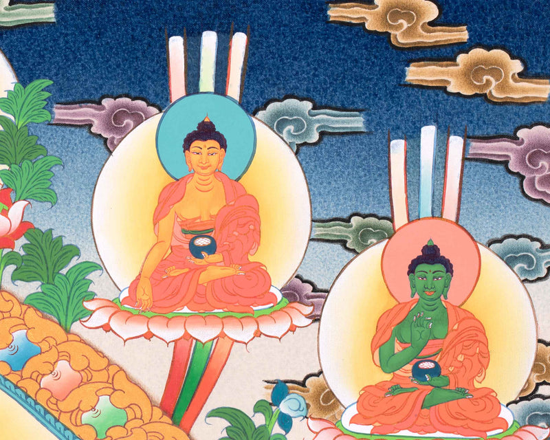 1000 Arm Chenresig Thangka | 5 Buddhas | Tradational Artwork