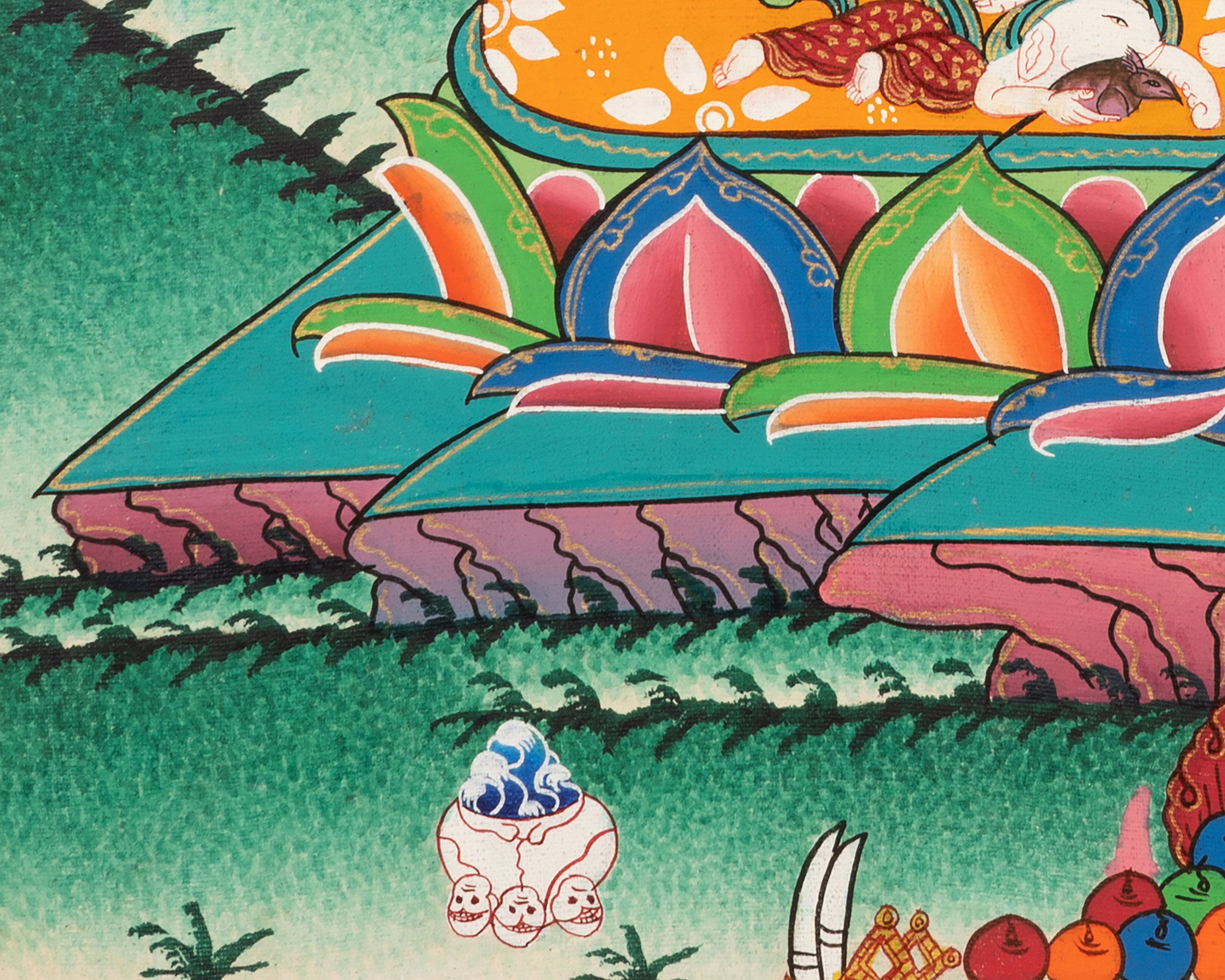 White Six armed Mahakala Thangka | Art Painting