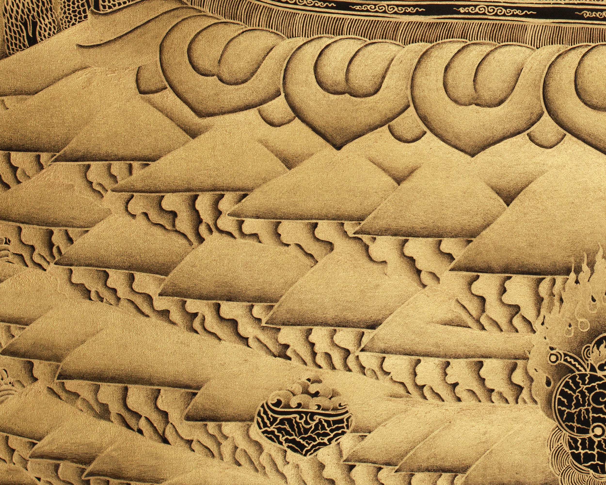 Fierce Protector Mahakala Thangka | Masterful Gold Detail on Black Canvas