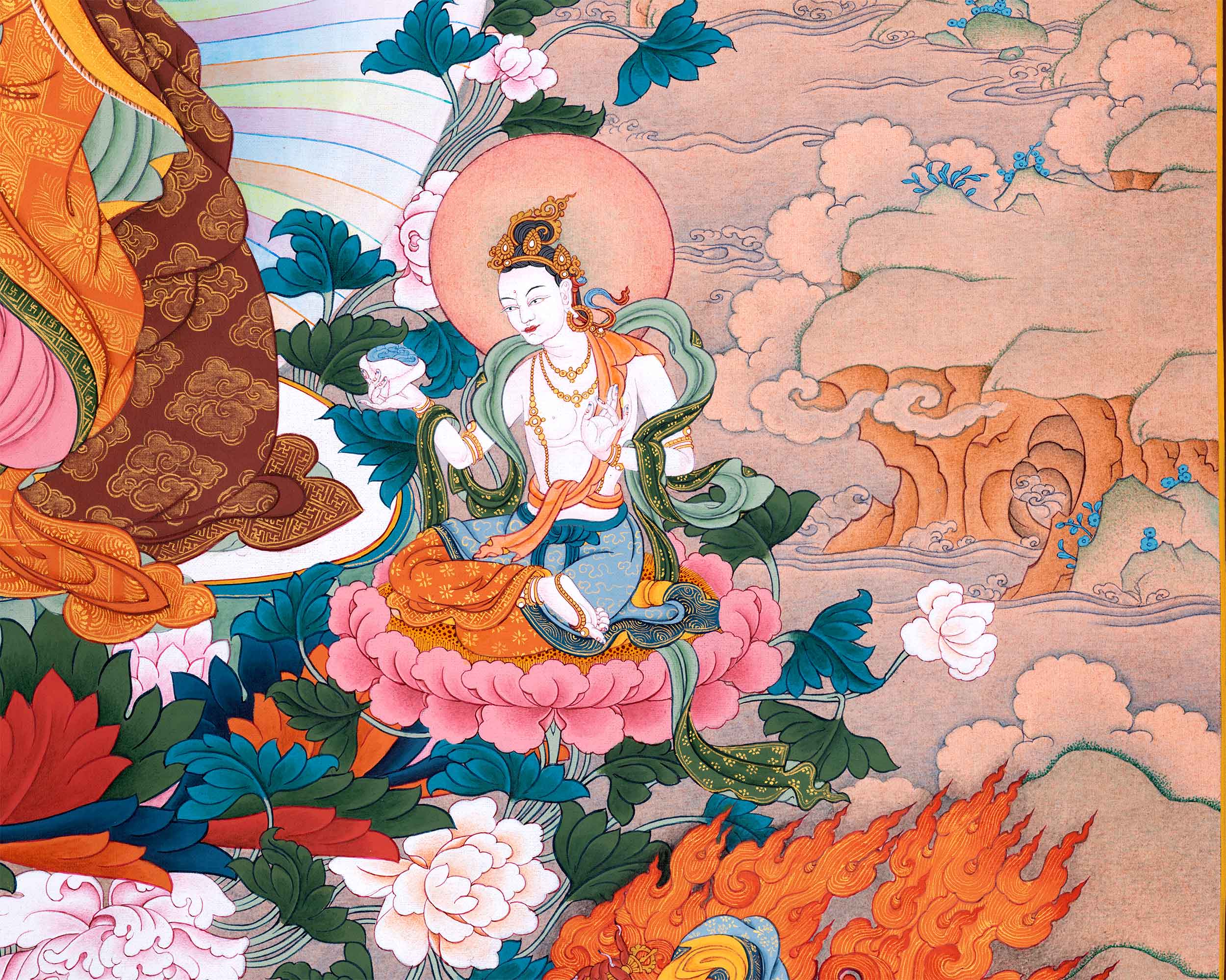Guru Sangye Thangka | Hand Painted Art of Guru Rinpoche's Eight Manifestation | The Lotus Born
