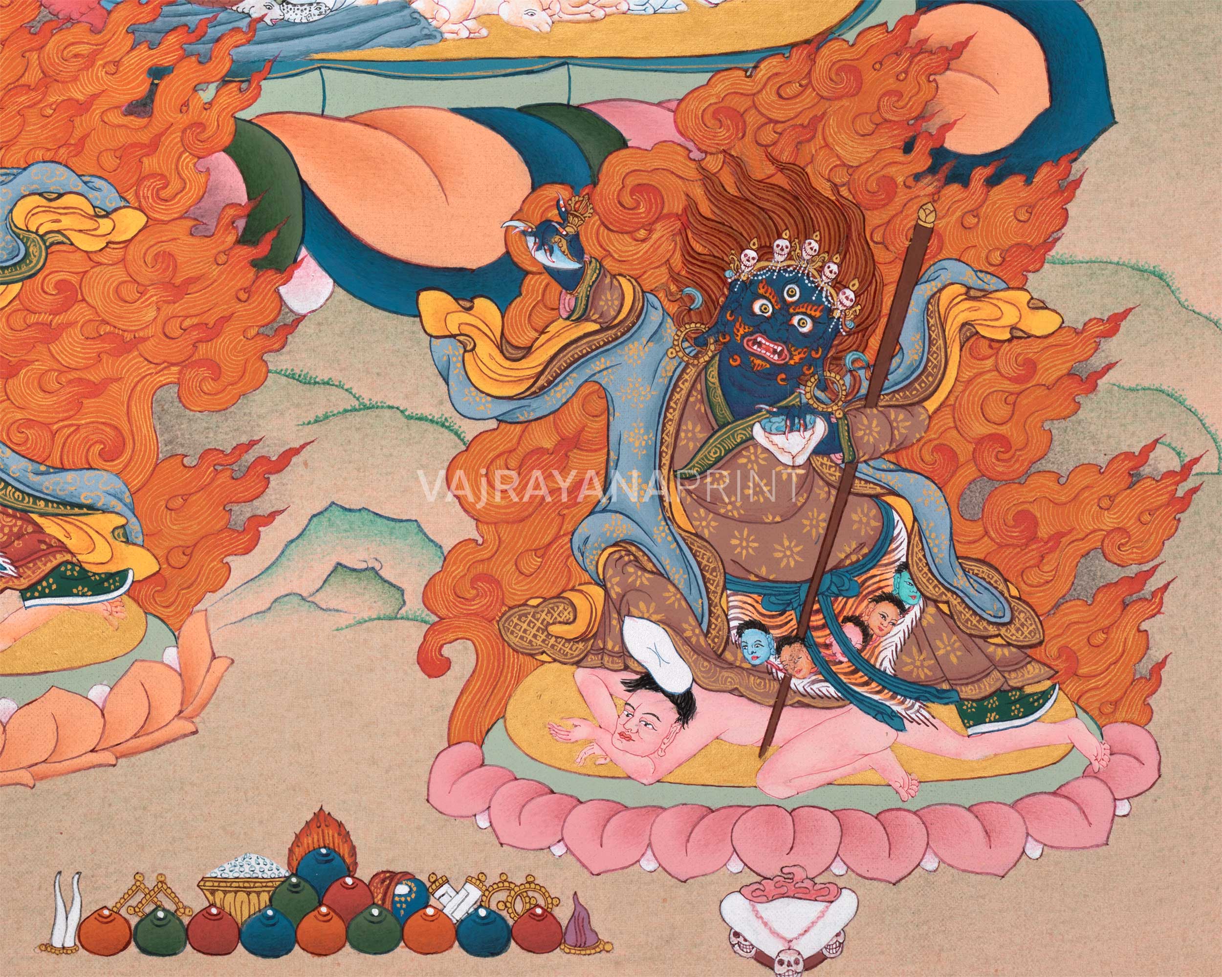 Dukar Thangka Print | The White Umbrella Goddess | Traditional Artwork Of Protective Deity
