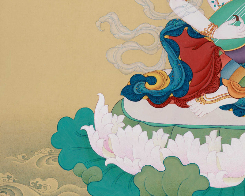 Exclusive Goddess Saraswoti Thangka | A Portrait of Divine Wisdom