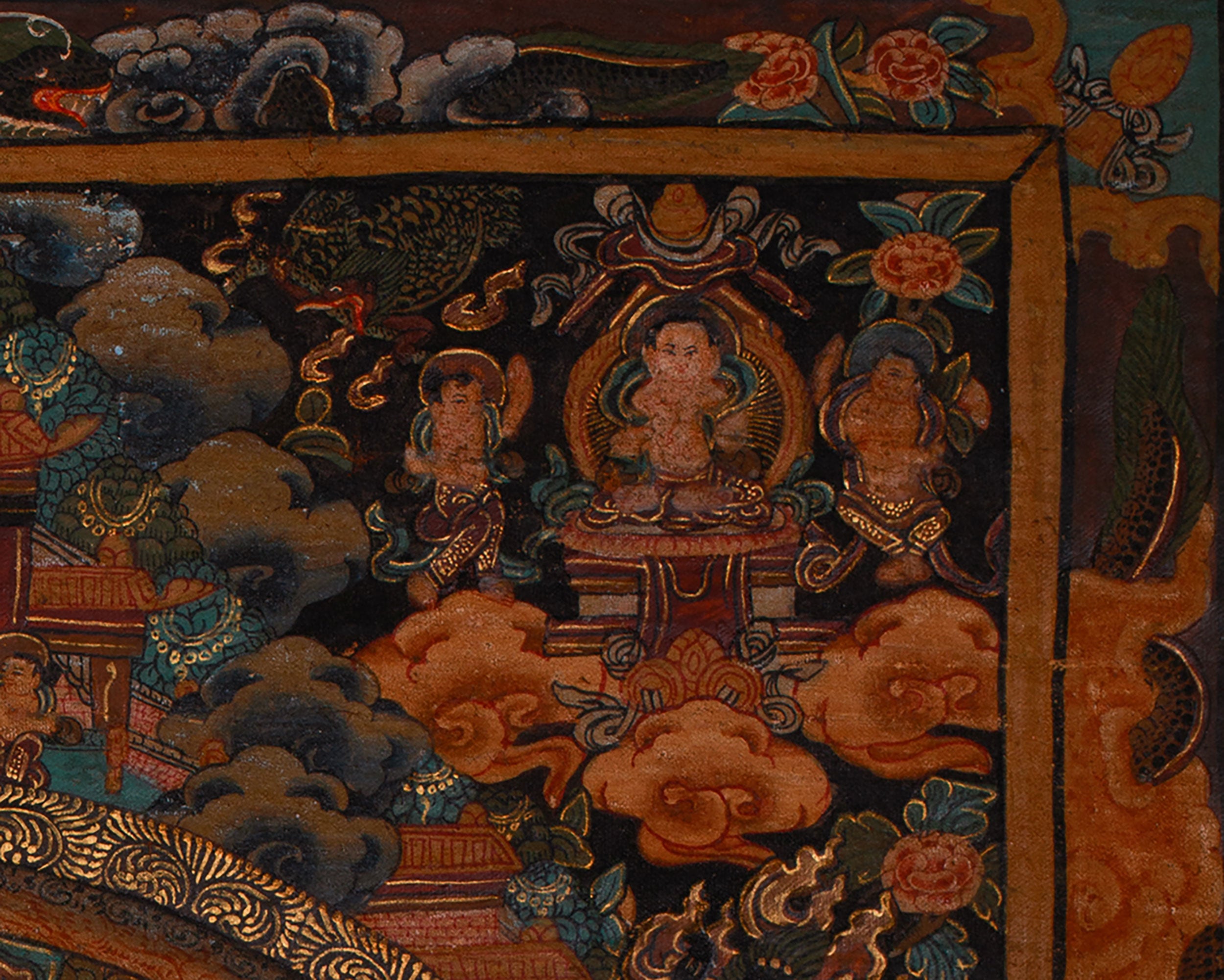 Hand-Painted Vintage Buddha Mandala | Tibetan Buddhist Painting
