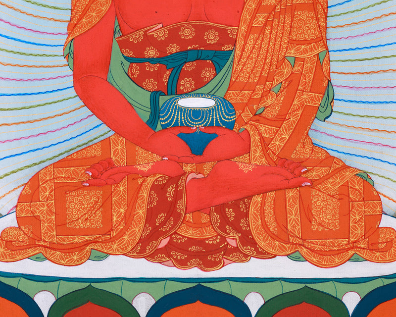 Buddha of Infinite Light, Amitabha Thangka - Chenresig and Vajrasattva Bodhisattvas