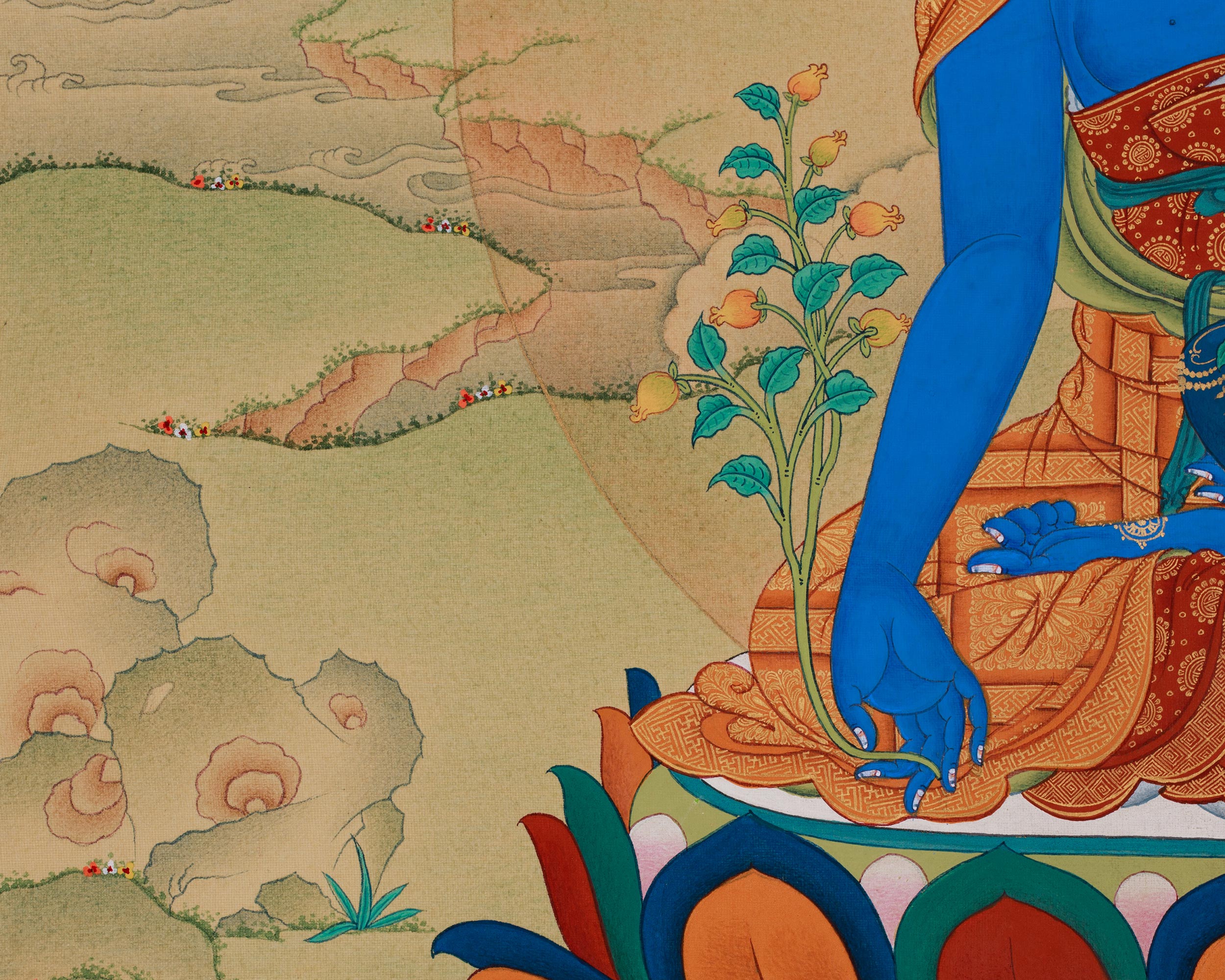 Exclusive Thangka of Healer Medicine Buddha | The Divine Buddha of Healing and Protection