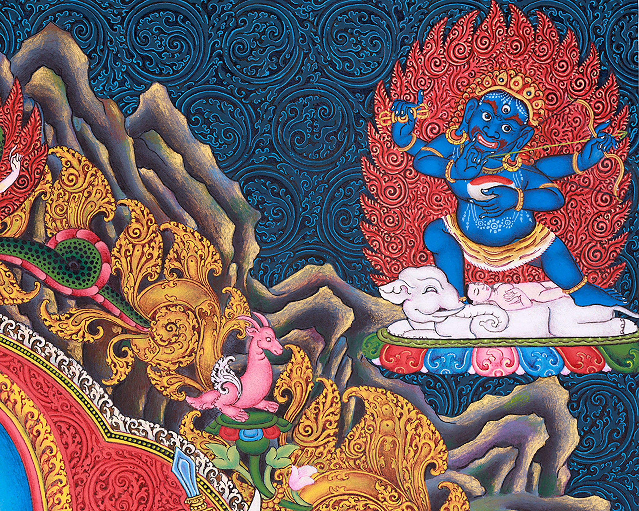 Majestic Lord Ganesha Paubha Artwork | Traditional Nepalese Art