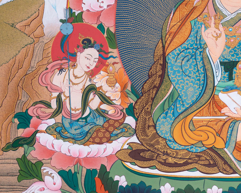 Guru Padmasambhava Thangka Print | Traditional Artwork Of Guru Rinpoche | The Lotus Born Master