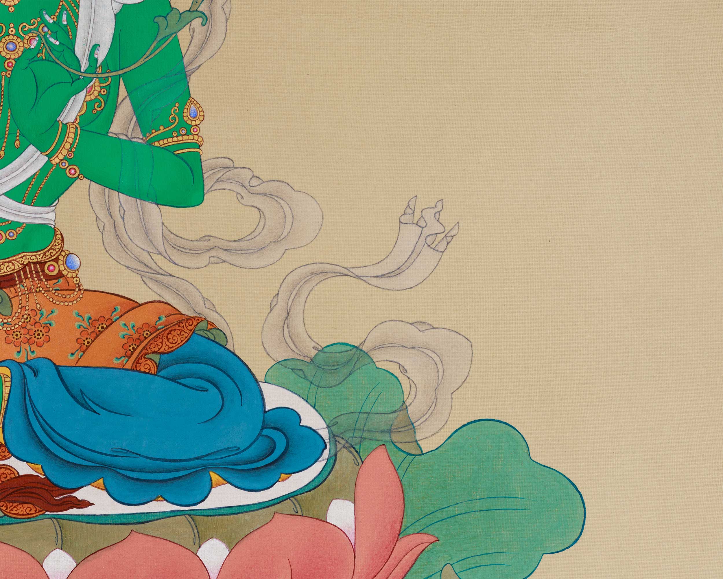 Tibetan Goddess Green Tara Painting | The Supreme Deity of Healing and Enlightened Action