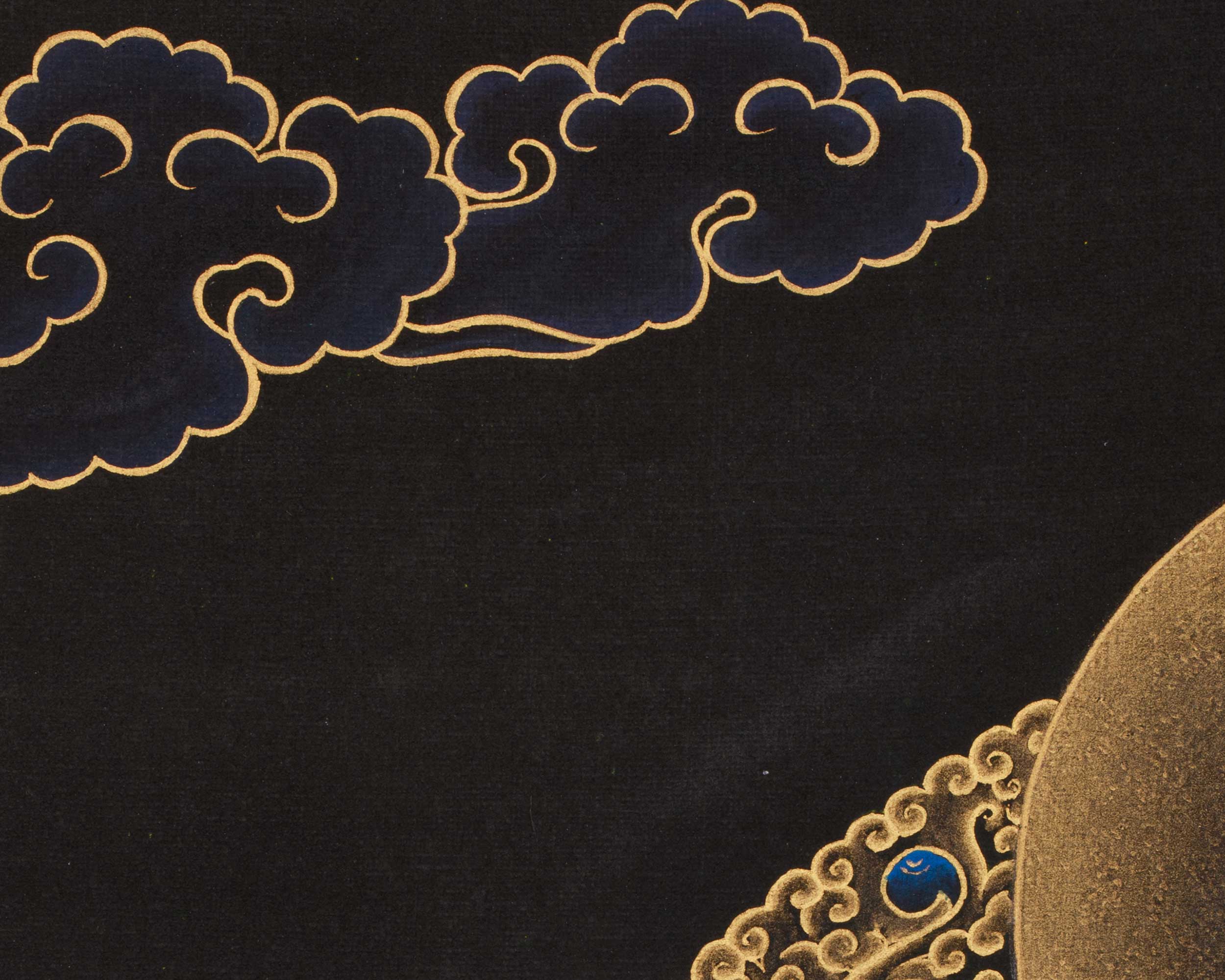 Black and Gold Thangka of Guru Rinpoche | Tantric Master of Vajrayana Buddh