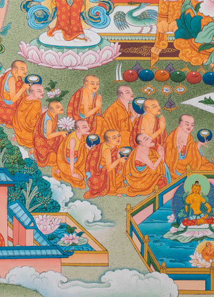 Thangka Print Of Infinite Light Buddha | Amitabha Singham Art For Meditation | Gift Ideas