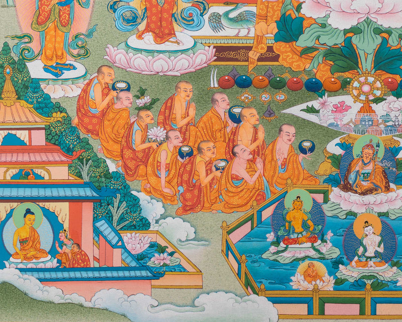 Thangka Print Of Infinite Light Buddha | Amitabha Singham Art For Meditation | Gift Ideas