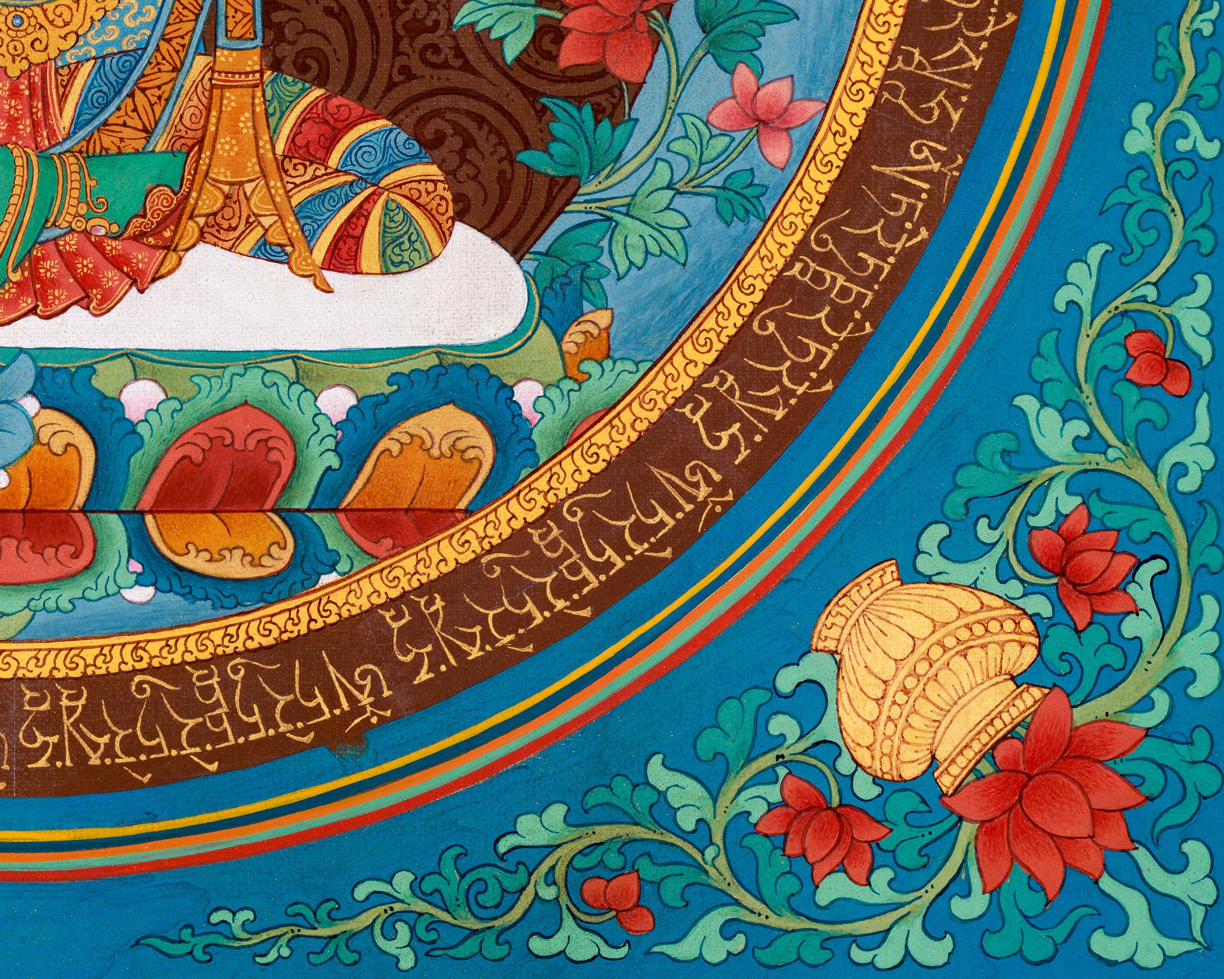Unique Mantra-Mandala Tara Thangka | Mother Green Tara Artwork