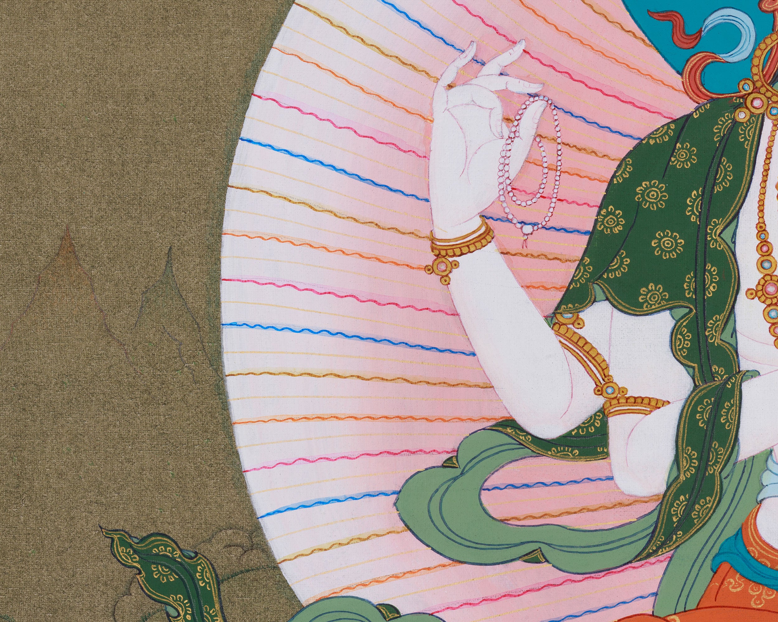 Tibetan Bodhisattva Four Armed Chenrezig Thangka | Buddha of Compassion