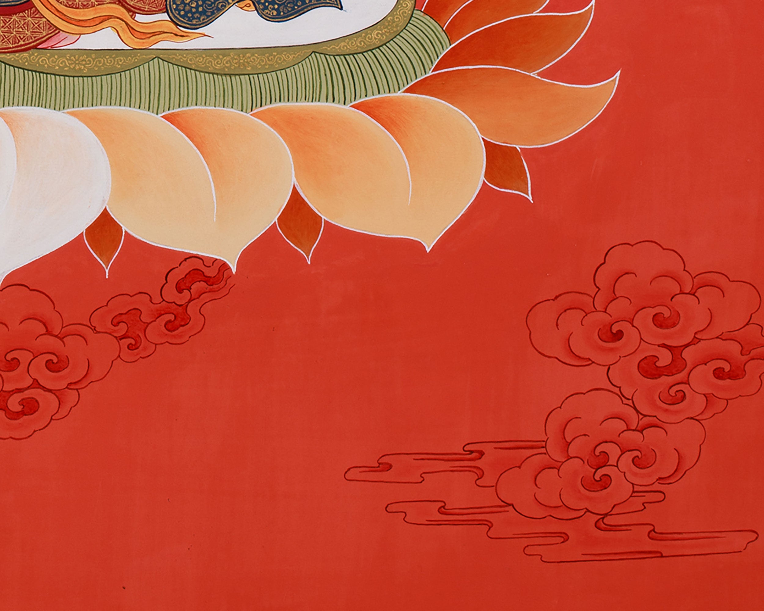 Thangka of Bodhisattva Chenrezig | Minimal Red Hues Artwok
