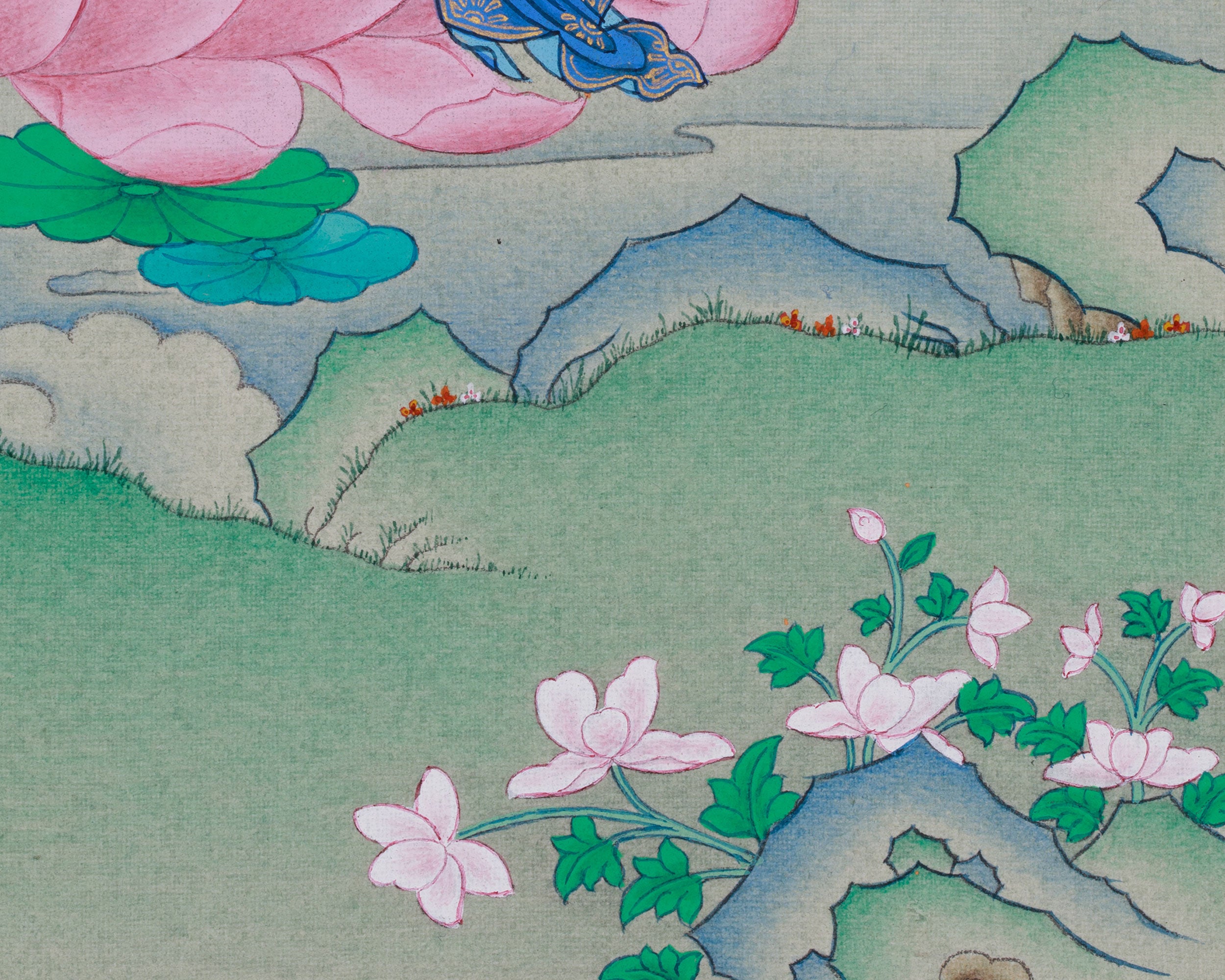 Red Amitayus Buddha Thangka | Hand-Painted Longevity Deity | Traditional Artwork