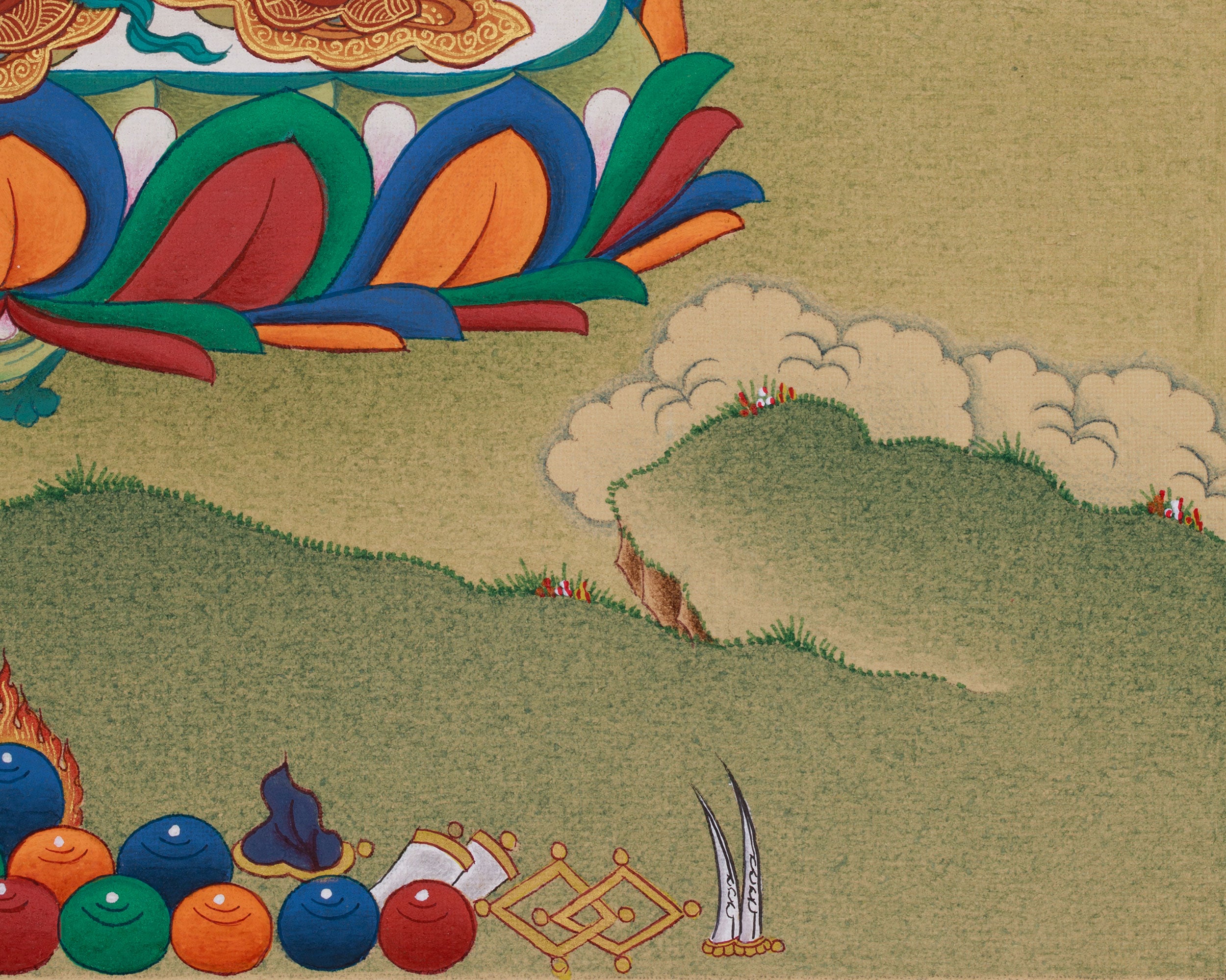 Green Tara with Amitabha Buddha Painting | Compassionate Deity and Buddha of Infinite Light