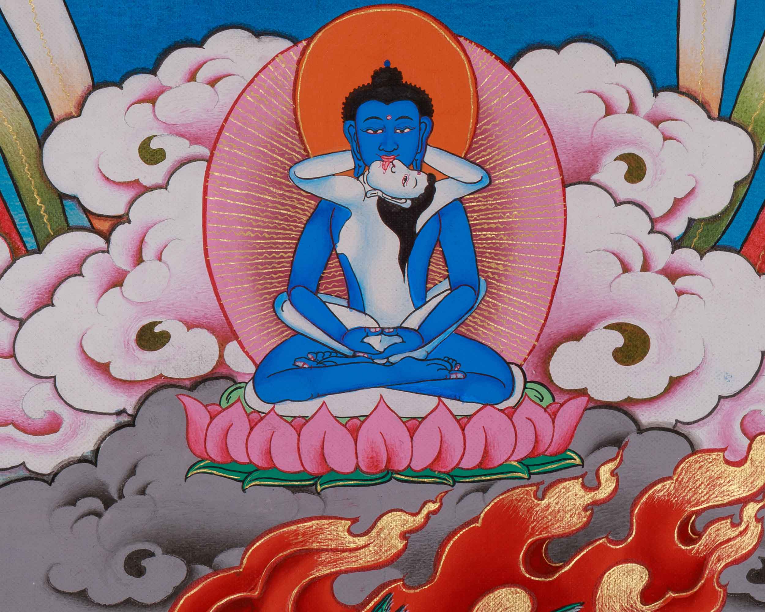 Wrathful Deity Vajrakilaya with Samantabhadra Thangka | Destroyer of Negativity