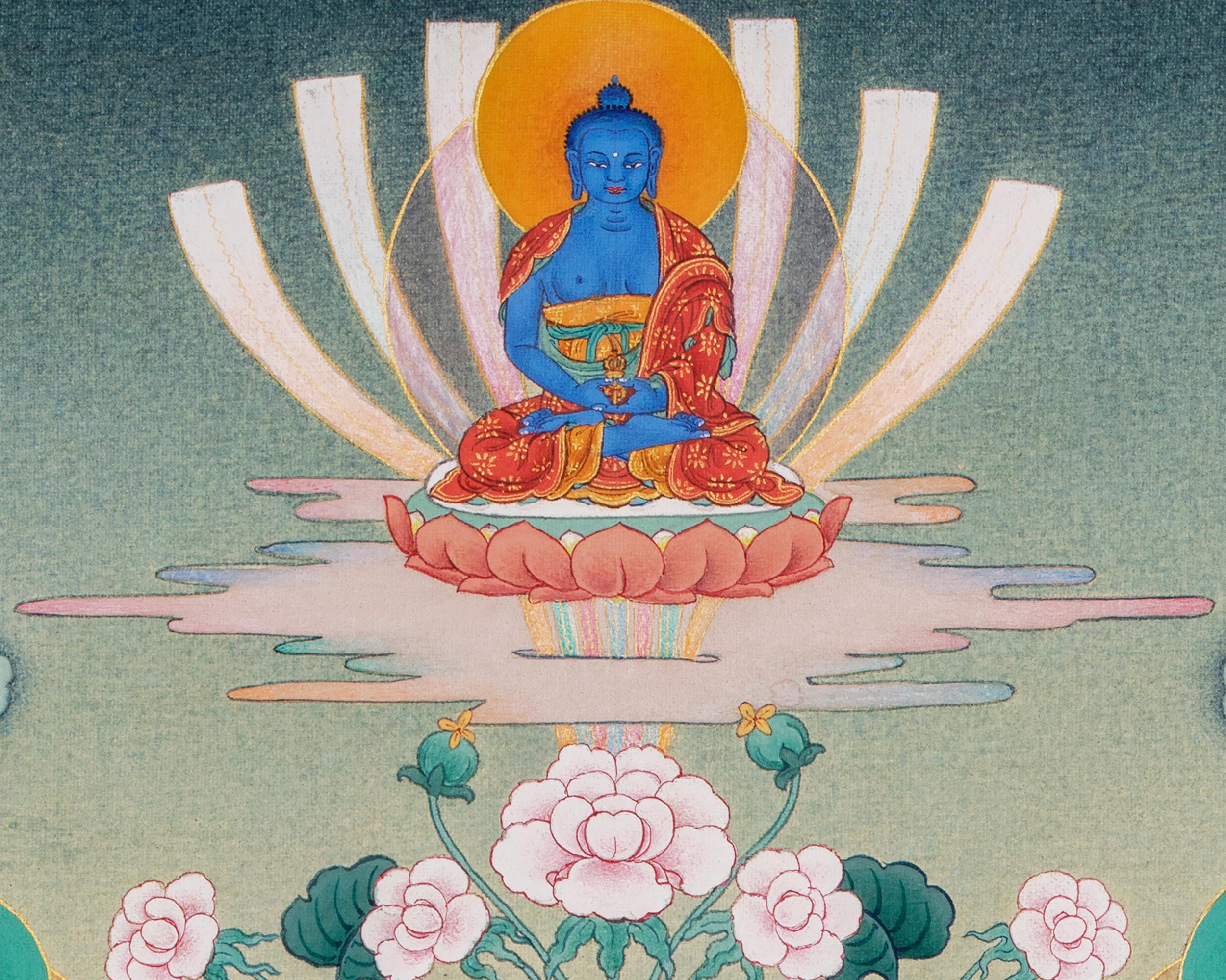 Buddha Shakyamuni Thangka, 35 Buddhas of Confession, Thangka Print