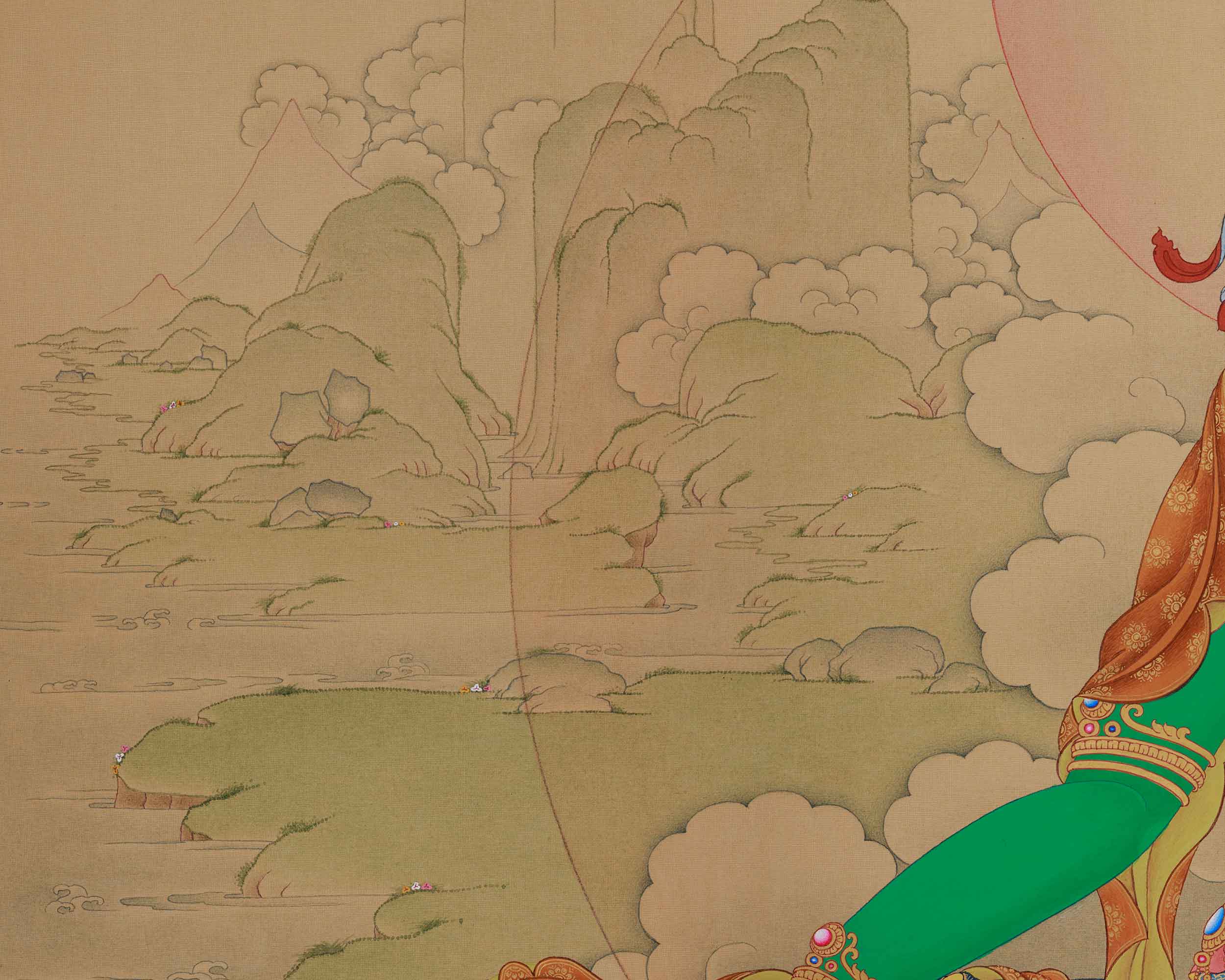 Savior Goddess Green Tara Thangka | Divine Artwork of the Compassionate Protector