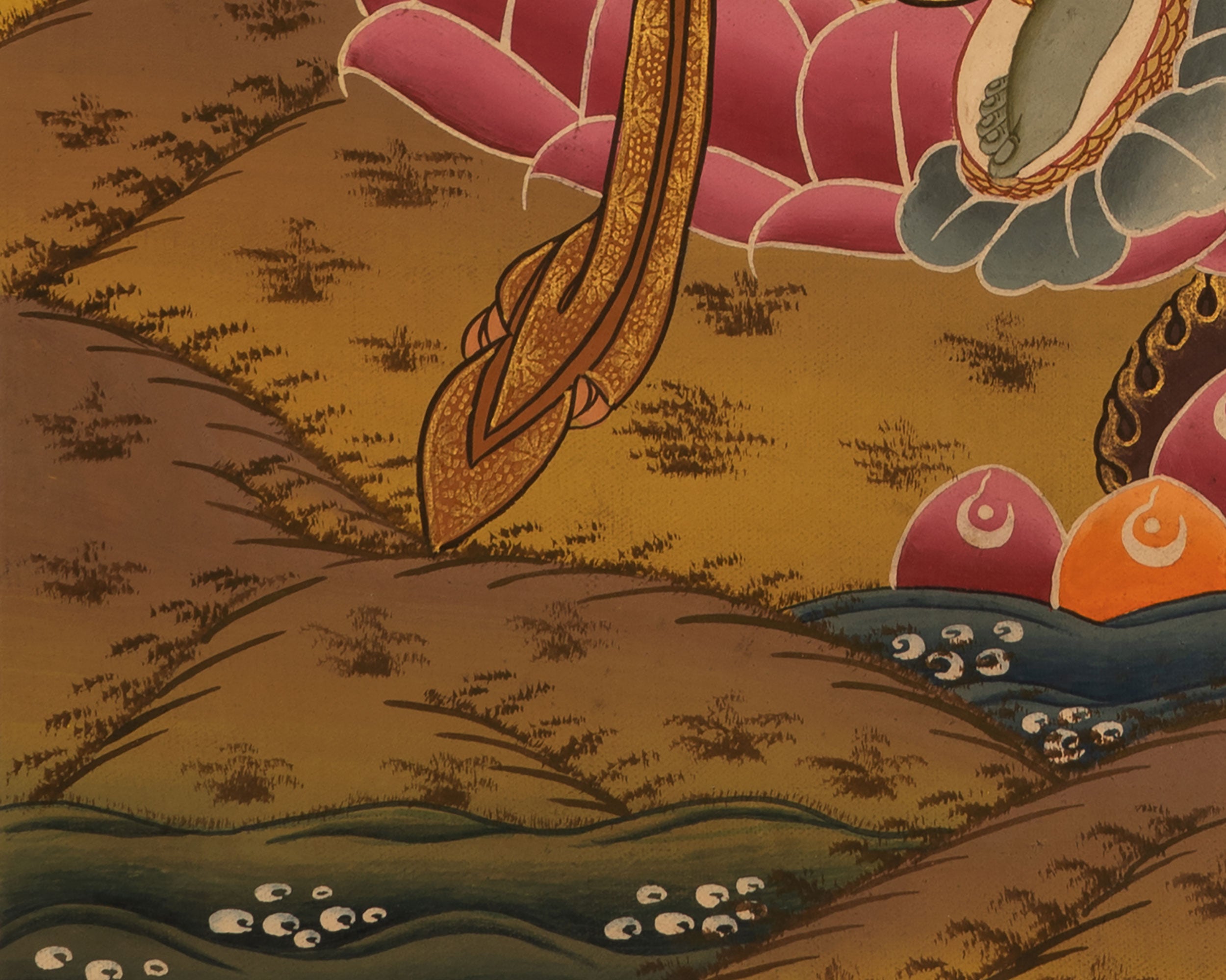 Small Green Tara Thangka | Religious Art For Wall Decor