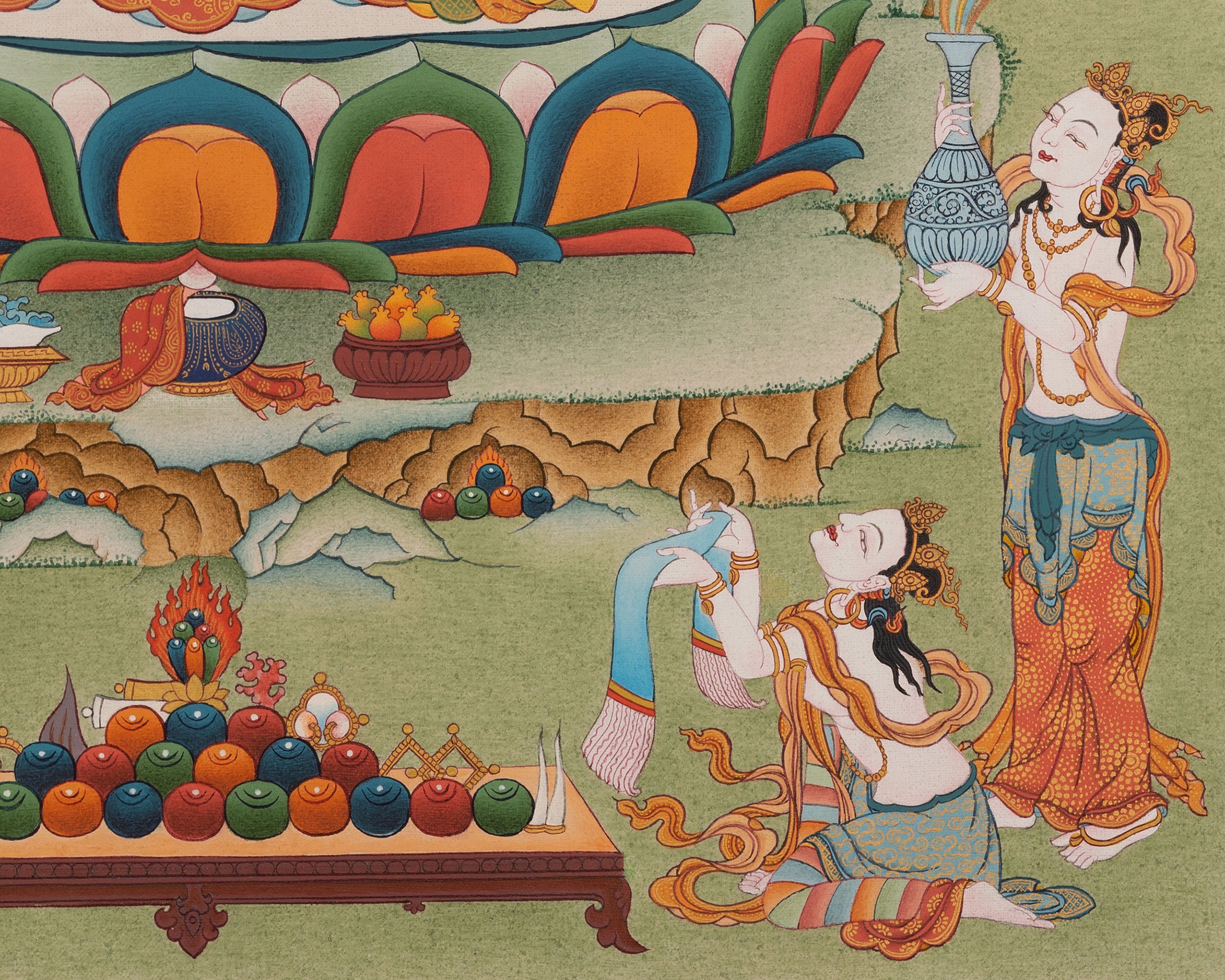 Buddha of Compassion Chenrezig Thangka | Divine Mercy and Enlightened Presence