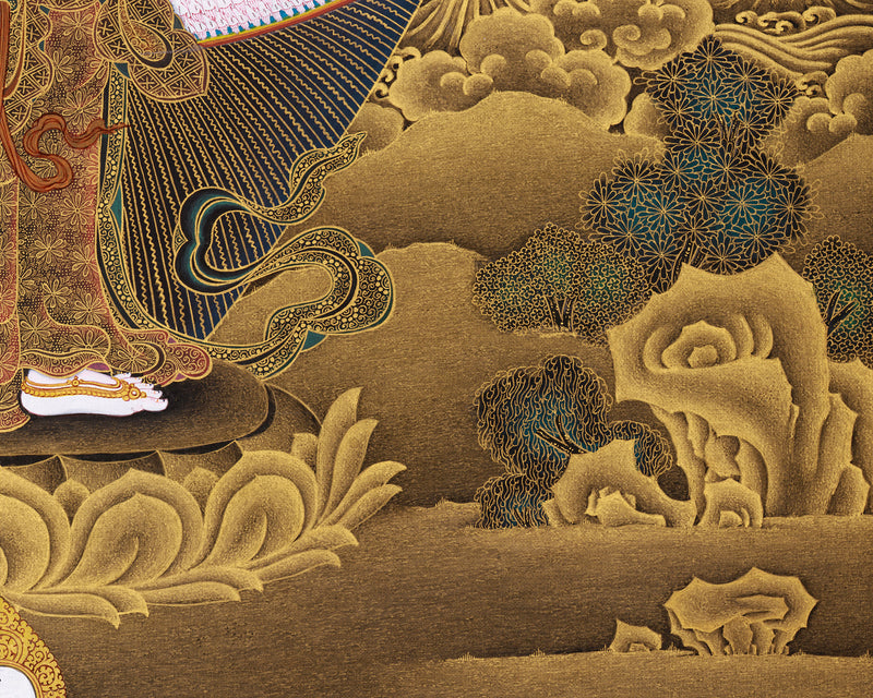 Namo Avalokiteshvara Thangka | Buddha of Compassion with Pure Gold Detailing