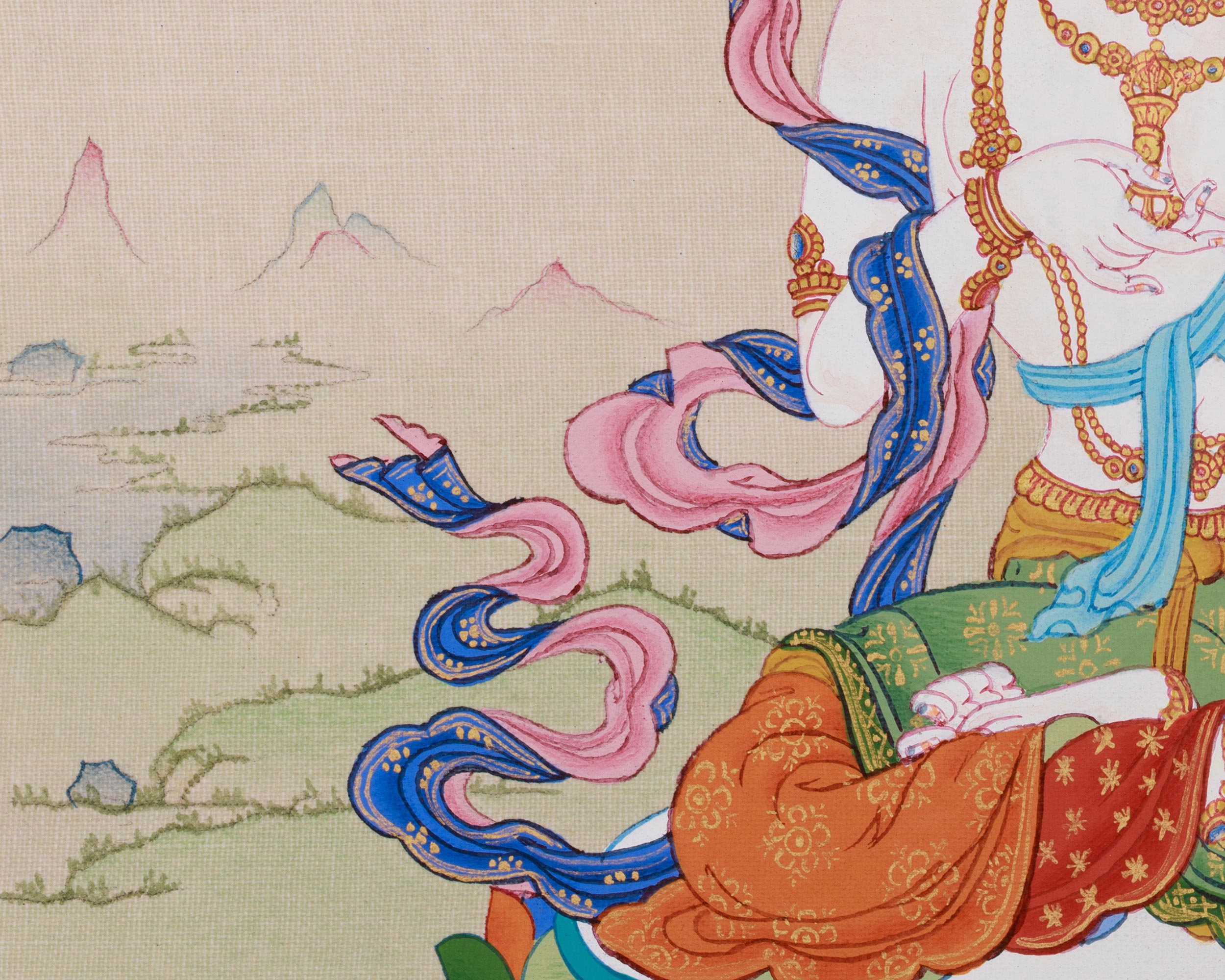 Handmade Vajrasattva Thangka | The Bodhisattva of Purification and Spiritual Transformation