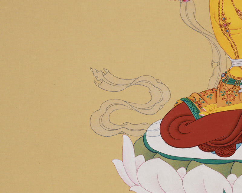 Zen-Inspired Manjushri Thangka: Masterpiece in Lhasa Stone Colors