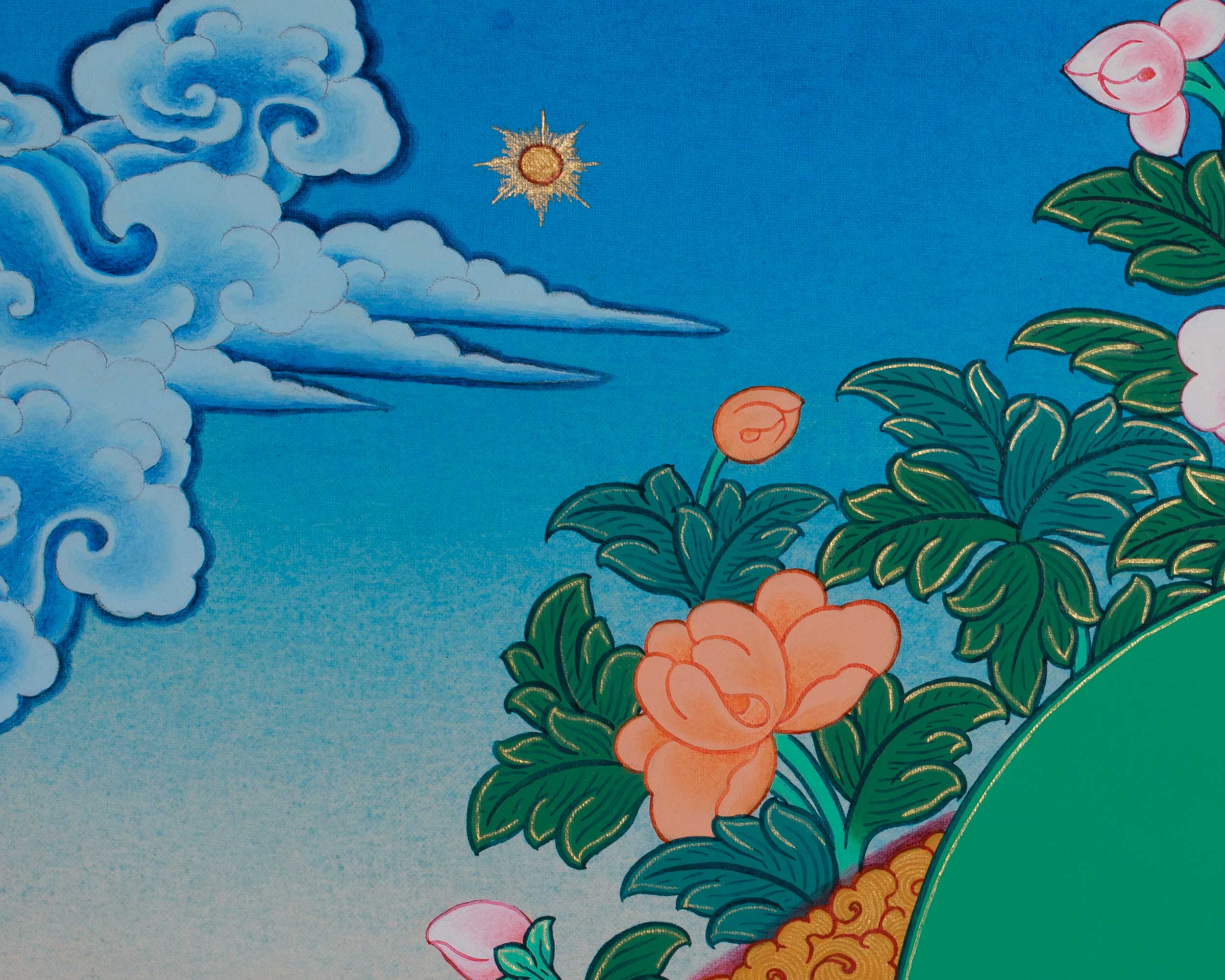 24 Inch Guru Rinpoche Thangka | Peaceful Padmasambhava Artwork