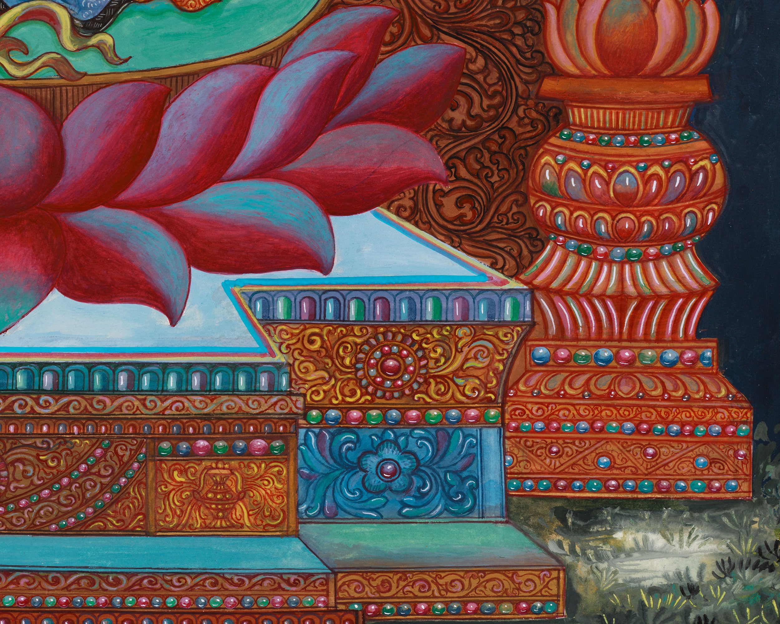 Original 6-Arms Vasudhara Thangka | Hand-Painted Newari Artistry