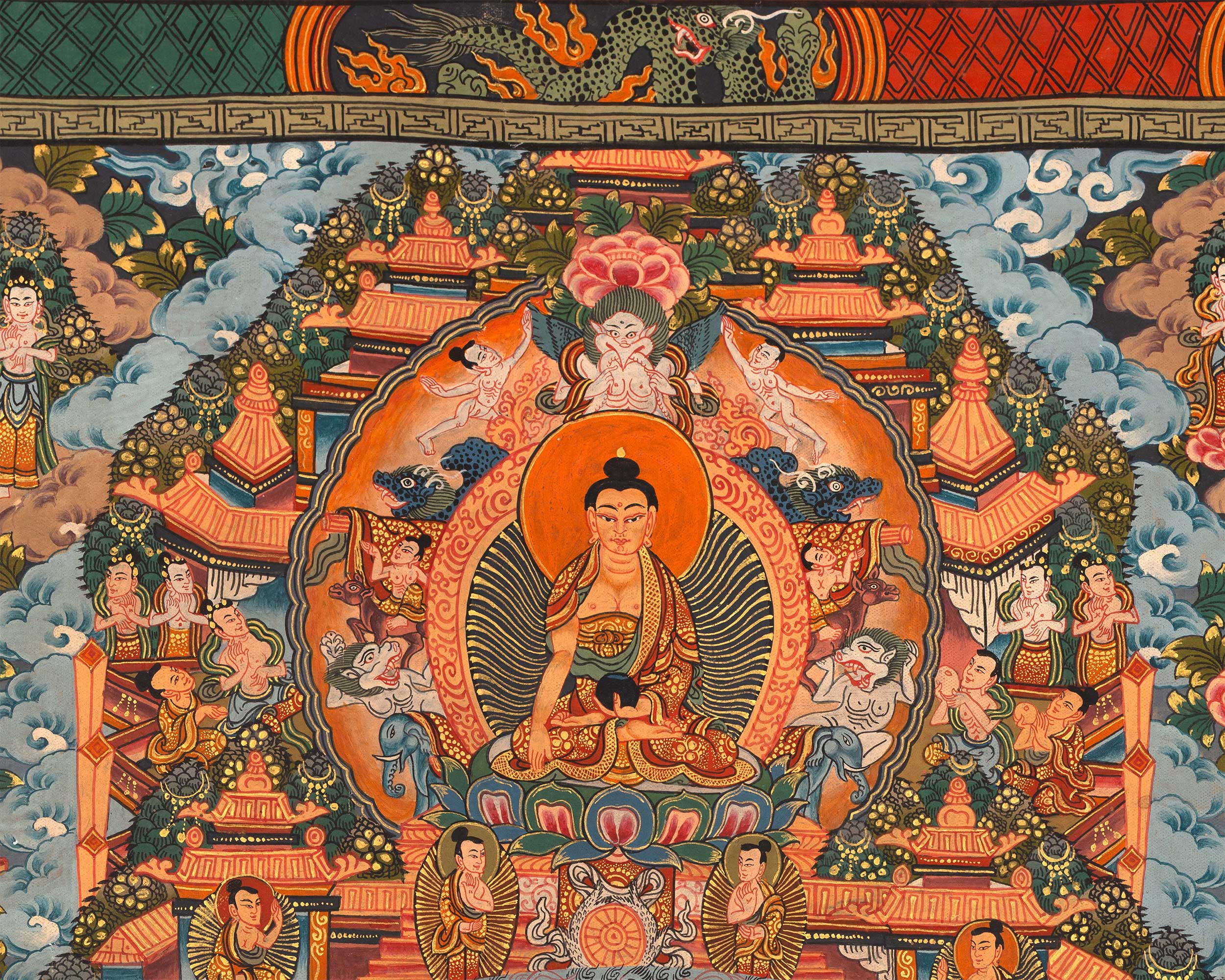 Vintage 1000-Armed Chenrezig Mandala | A Timeless Symbol of Compassion and Protection