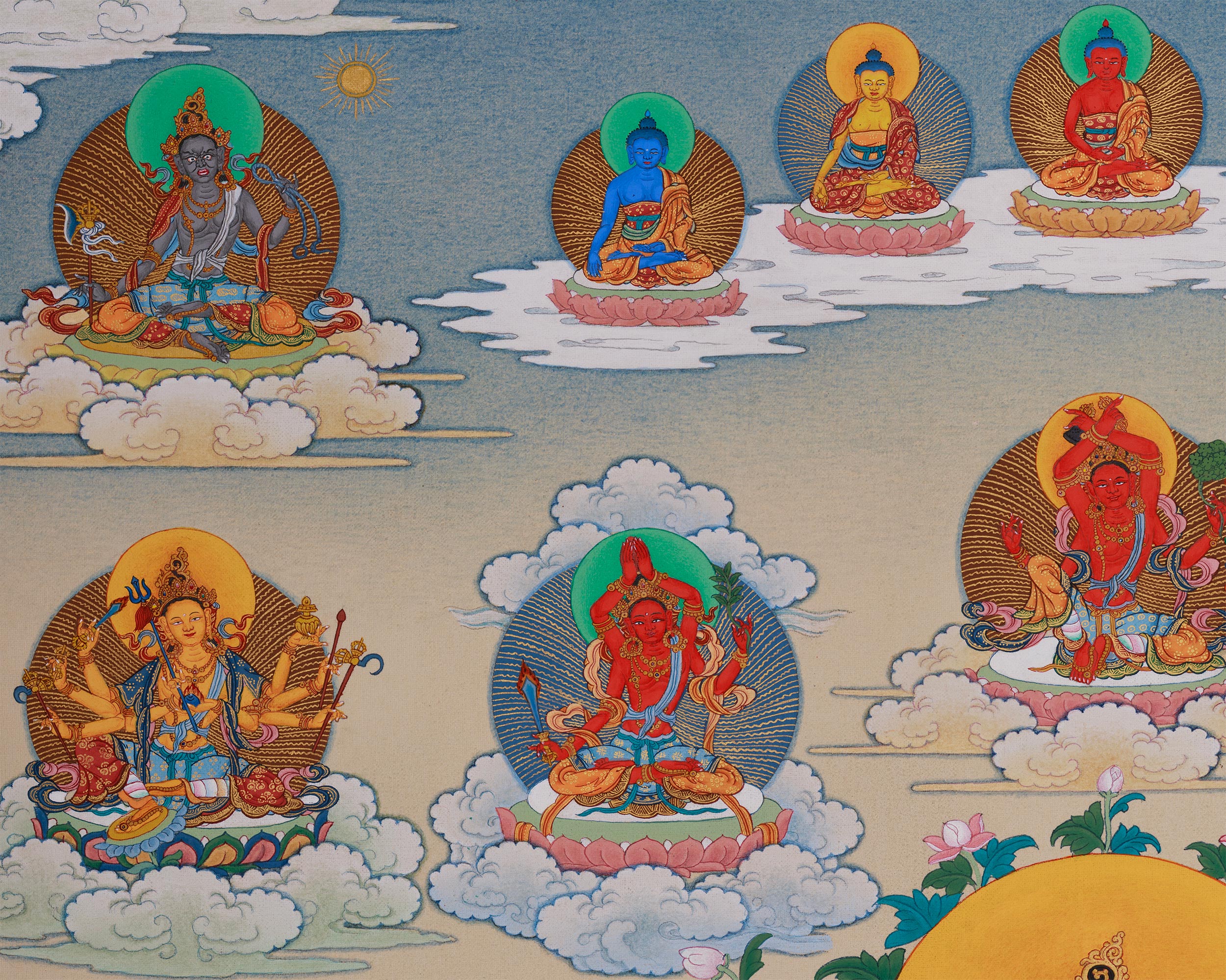 Twenty-One Tara Goddess Thangka | Surya Gupta Tradition