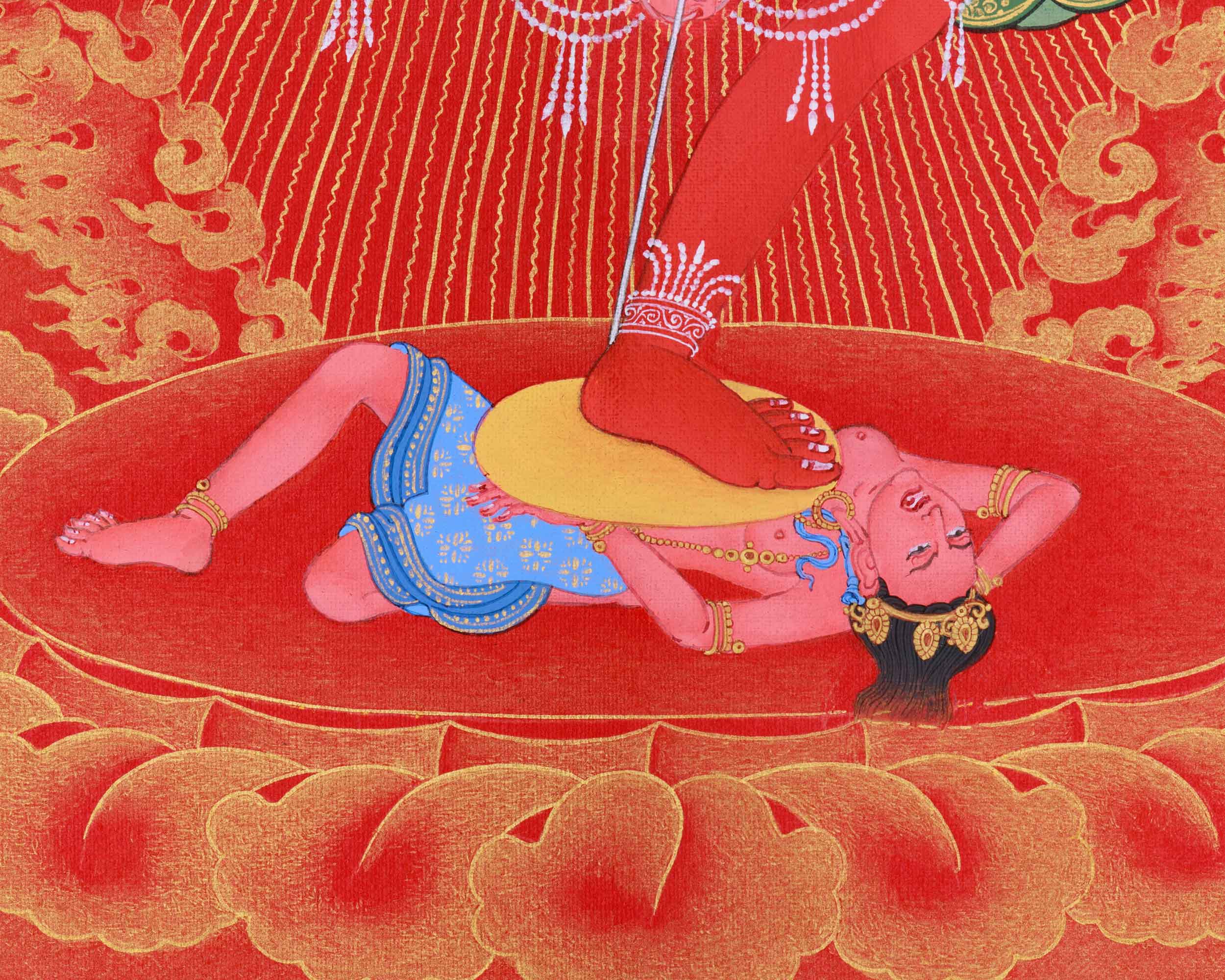 Traditional Vajrabarahi Thangka in Red and Gold | Vajrayana Art