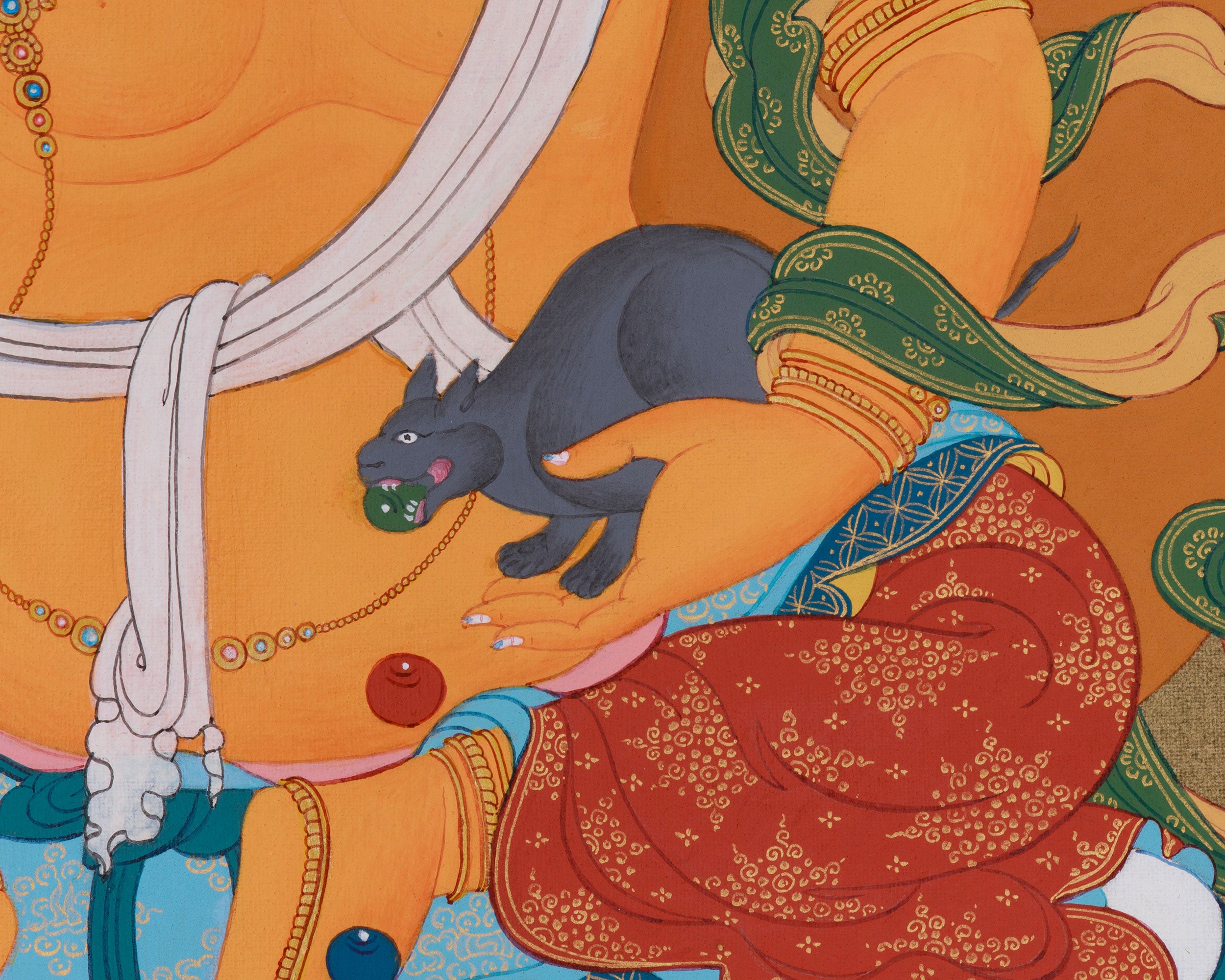 Yellow Dzambhala, God of Wealth Thangka | Divine Prosperity and Abundance