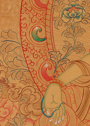 Tibetan Green Tara Thangka | Featuring Manjushri and Vajrapani