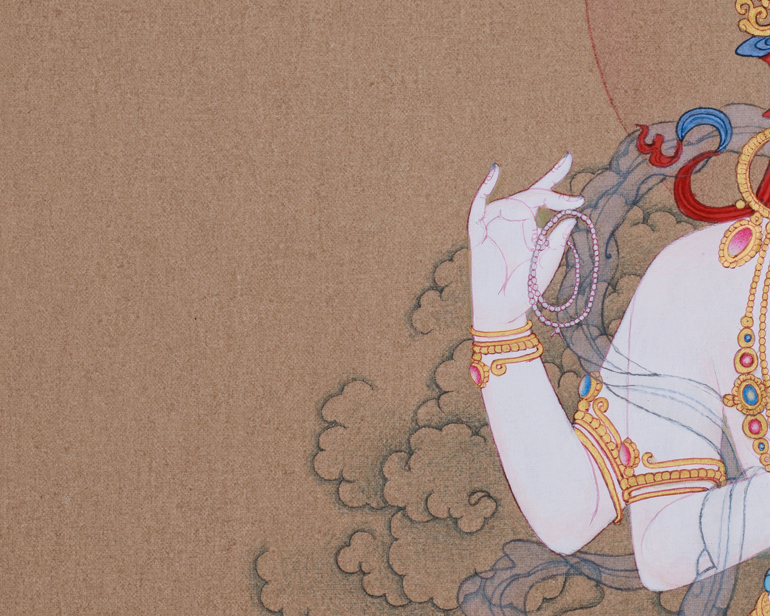 Chenrezig Compassion Buddha Thangka | Symbols of Loving-Kindness and Spiritual Protection