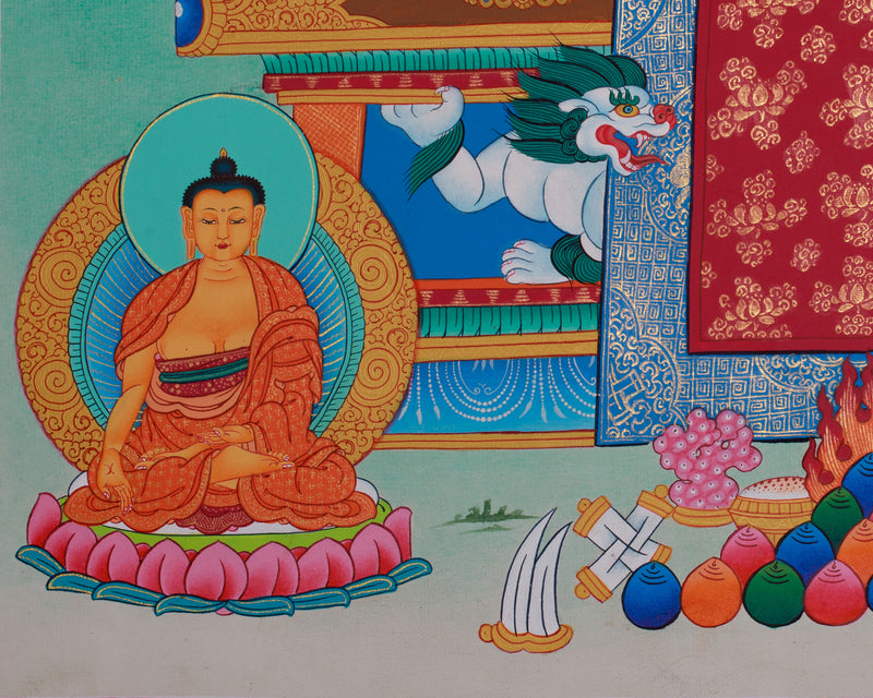 Five Wisdom Buddhas Thangka | Sacred Tibetan Art of Enlightenment & Transformation