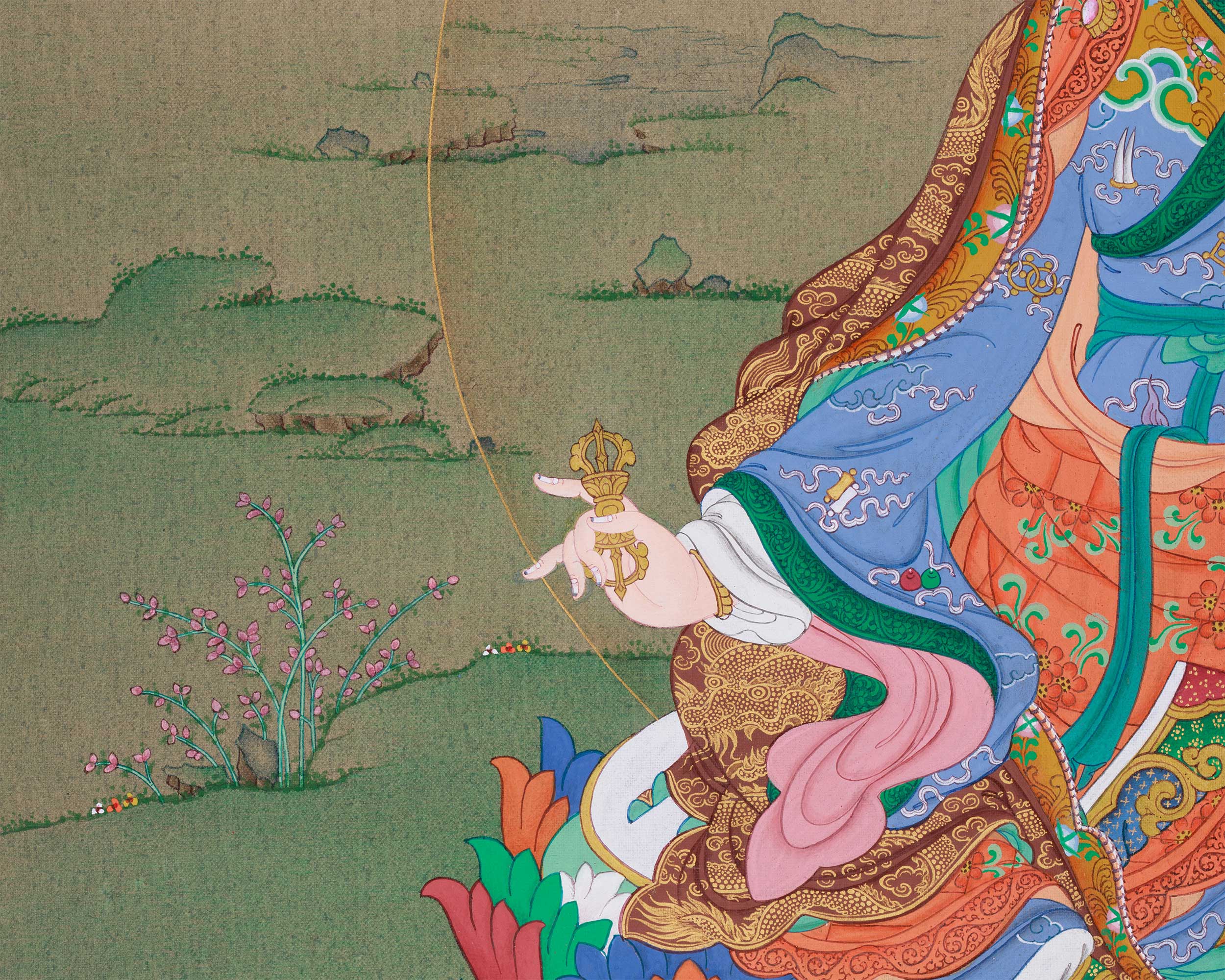 24 Inches Guru Rinpoche Thangka | Tibetan Art of Spiritual Mastery and Protection