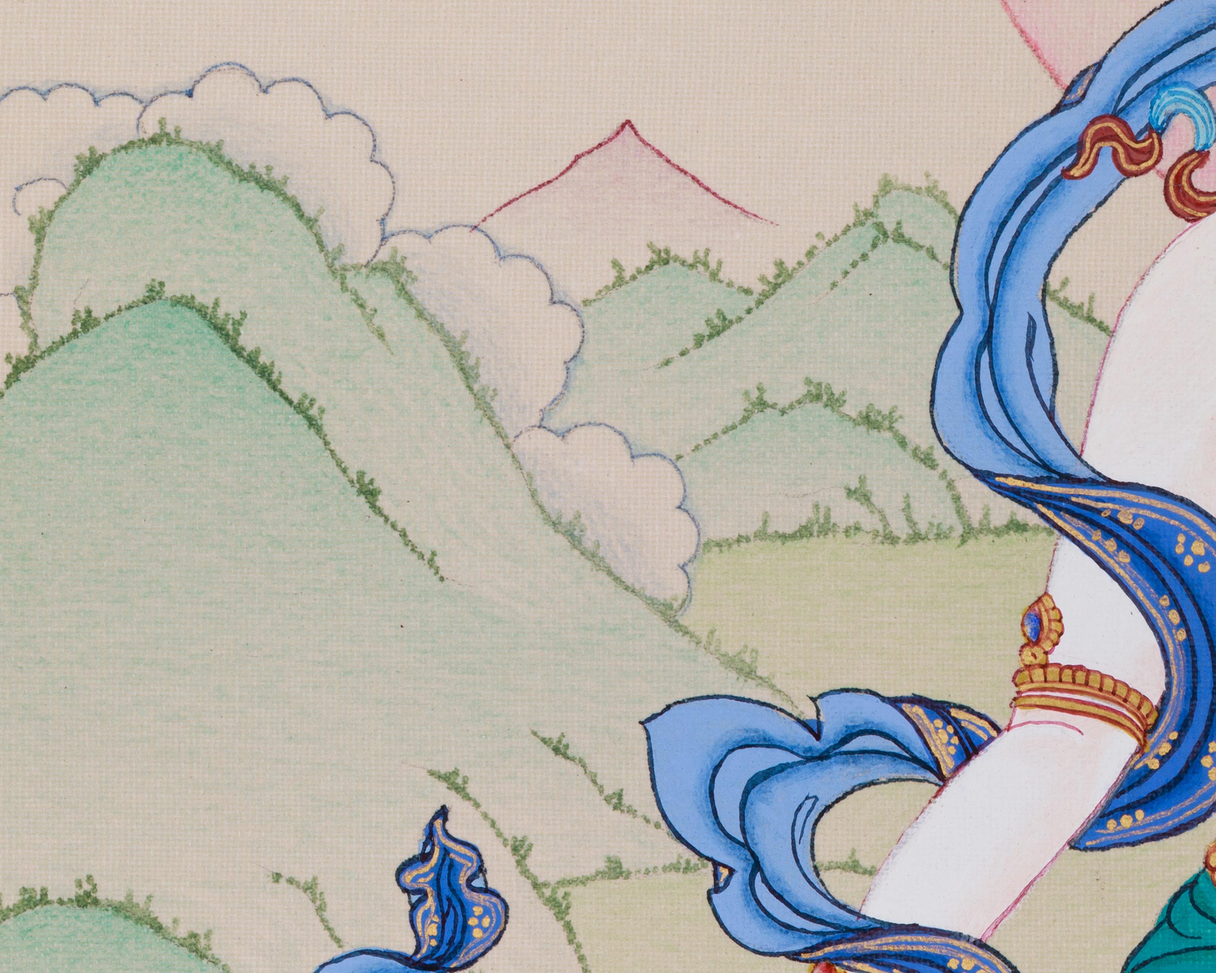 White Tara Female Buddhist Thangka | The Seven-Eyed Goddess of Protection and Longevity