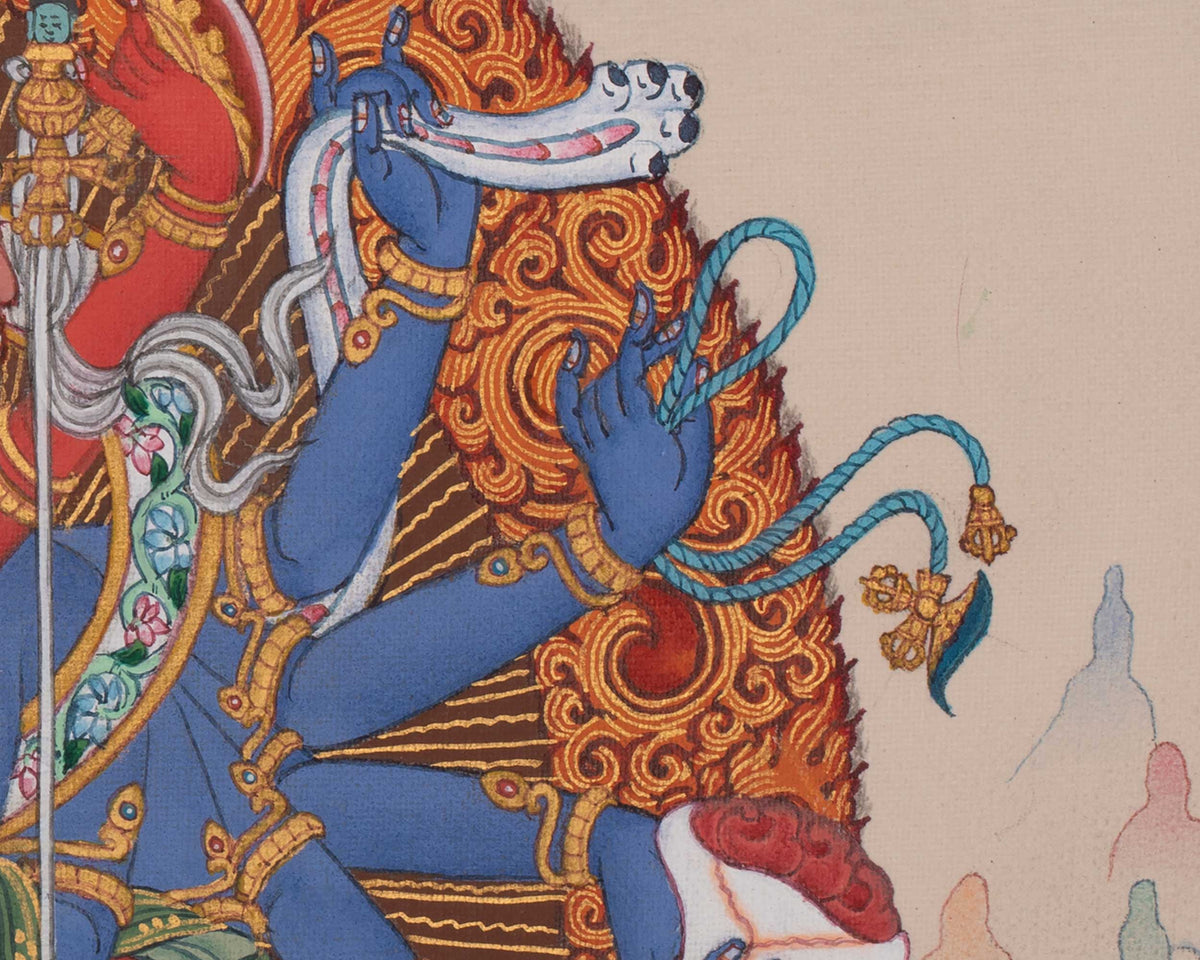 12 Armed Chakrasambhara Buddhist Art | Sacred Thangka of Tantric Wisdom and Transformation