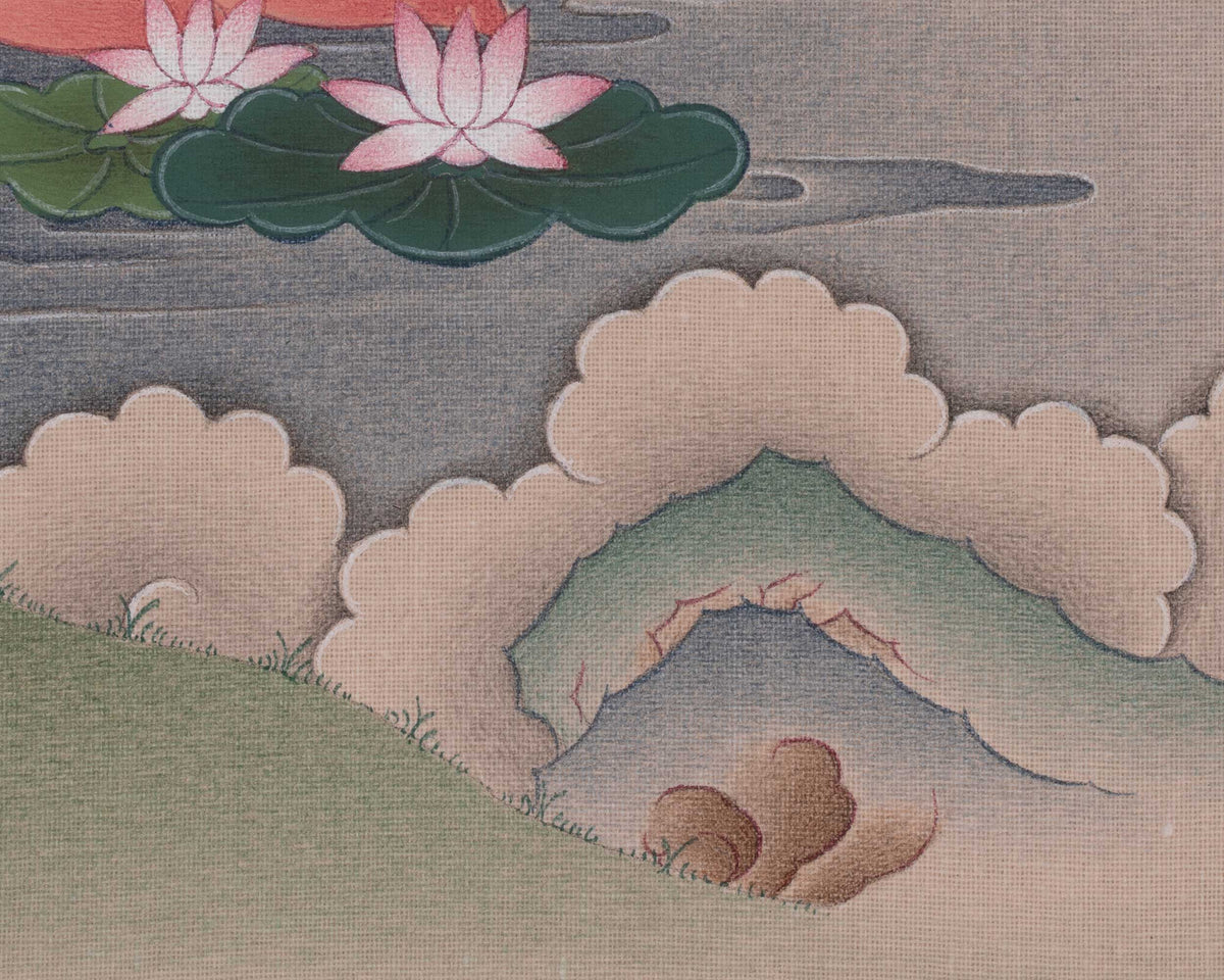 Buddhist Manjushri Meditation Art | Sword Of Wisdom | Bodhisattva Deity Thangka