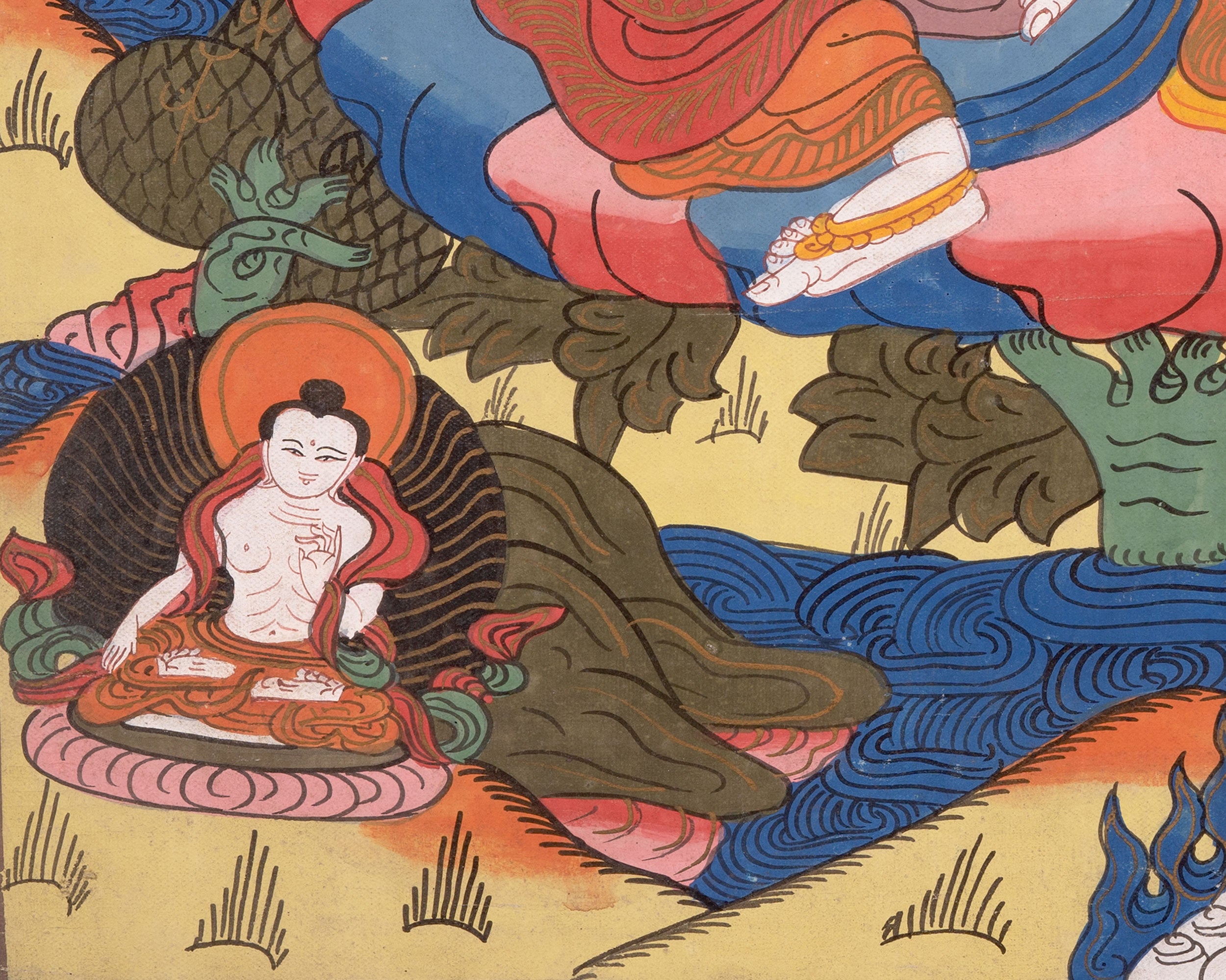 Goddess Vasudhara Thangka | Buddhist Art of Abundance and Fertility
