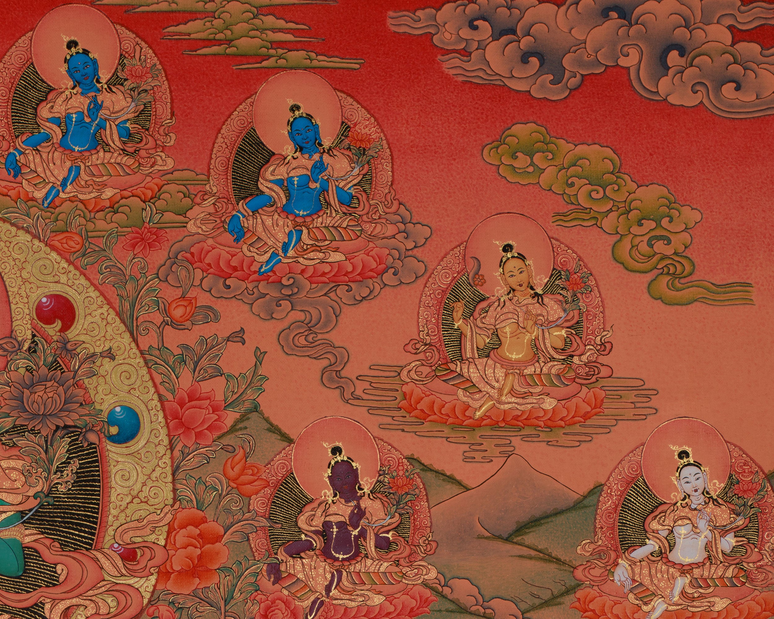Twenty-One Taras Thangka Painting | The Feminine Energy in Enlightened Forms