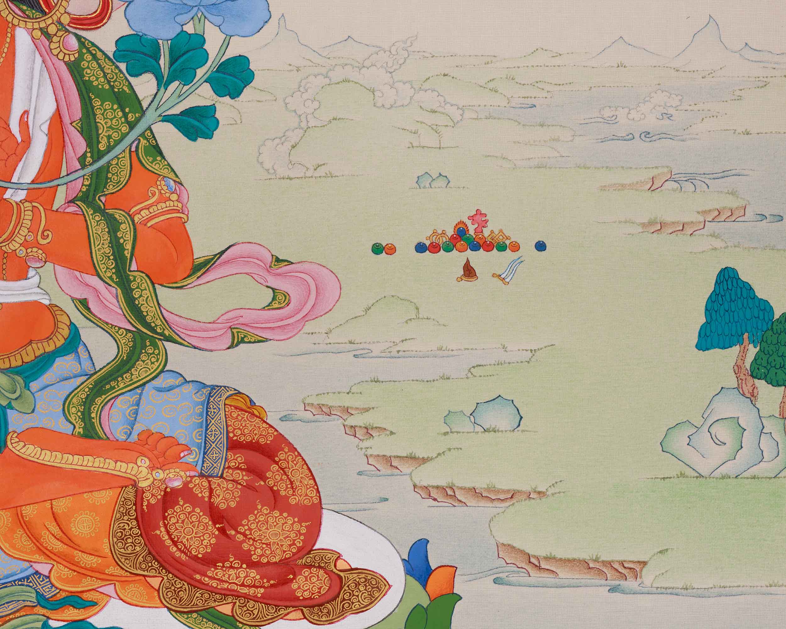 Traditional Thangka Of Manjushri | Wisdom Deity