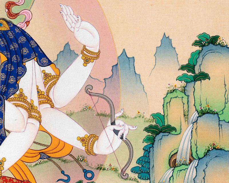 Namgyalma Thangka Print | Canvas of Healing Light | Enveloping Serenity and Blessings