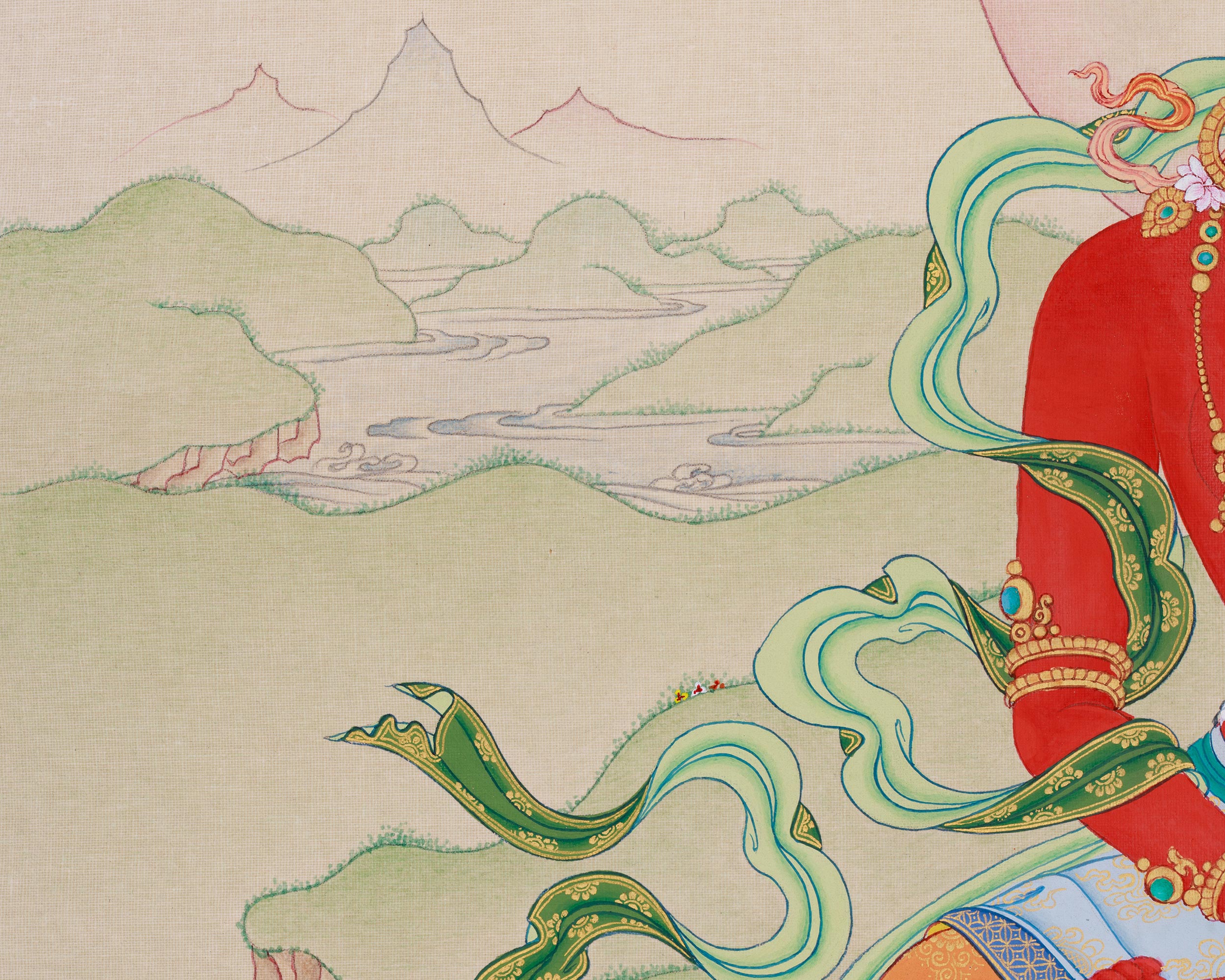 Red Buddha Amitayus | A Sacred Thangka of Longevity, Healing, and Wisdom